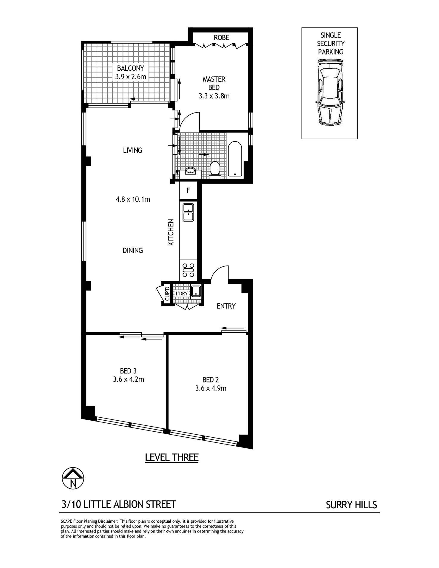 Floorplan of Homely apartment listing, 3/10-12 Little Albion Street, Surry Hills NSW 2010