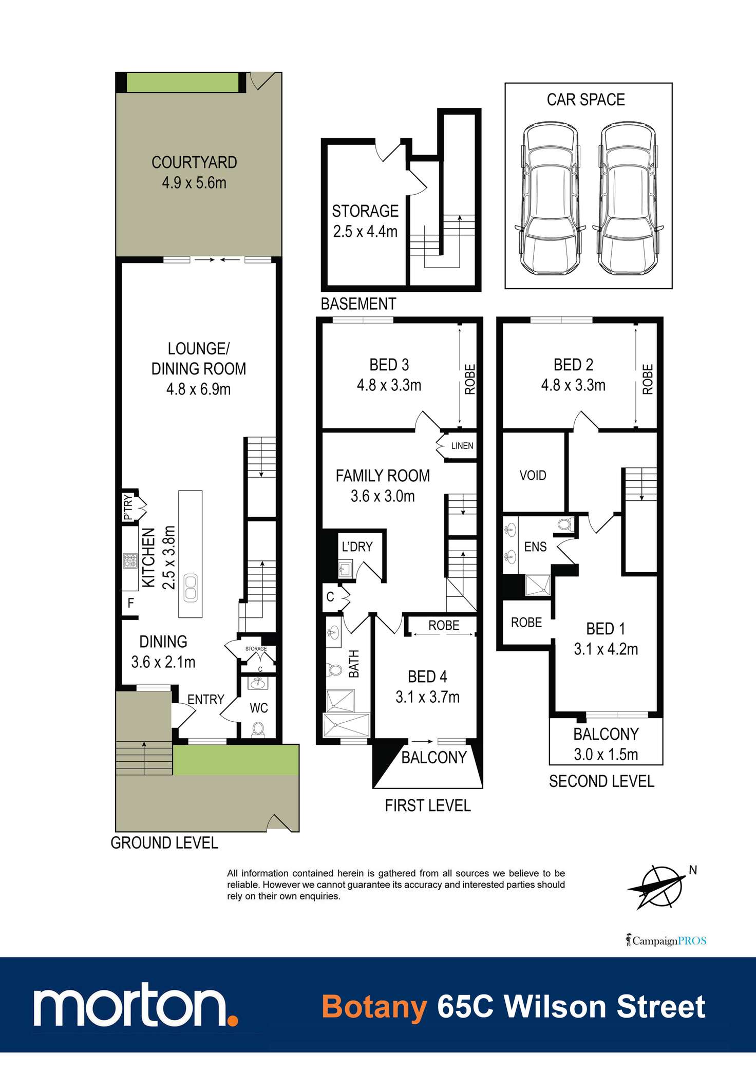 Floorplan of Homely townhouse listing, 65C Wilson Street, Botany NSW 2019