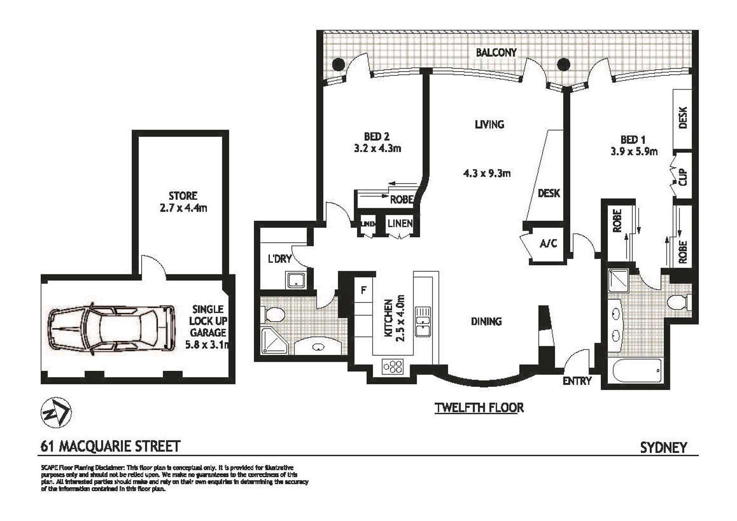 Floorplan of Homely apartment listing, 1205/61 Macquarie Street, Sydney NSW 2000