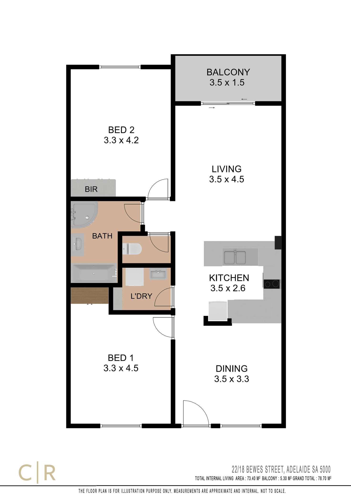 Floorplan of Homely apartment listing, 22C/18 Bewes Street, Adelaide SA 5000