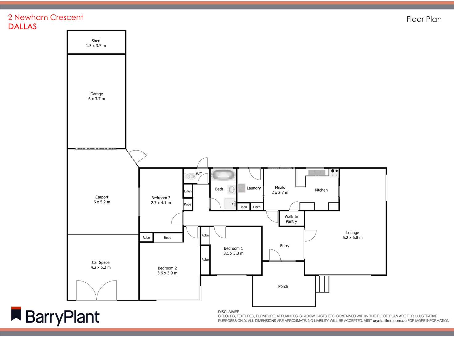 Floorplan of Homely house listing, 2 Newham Crescent, Dallas VIC 3047