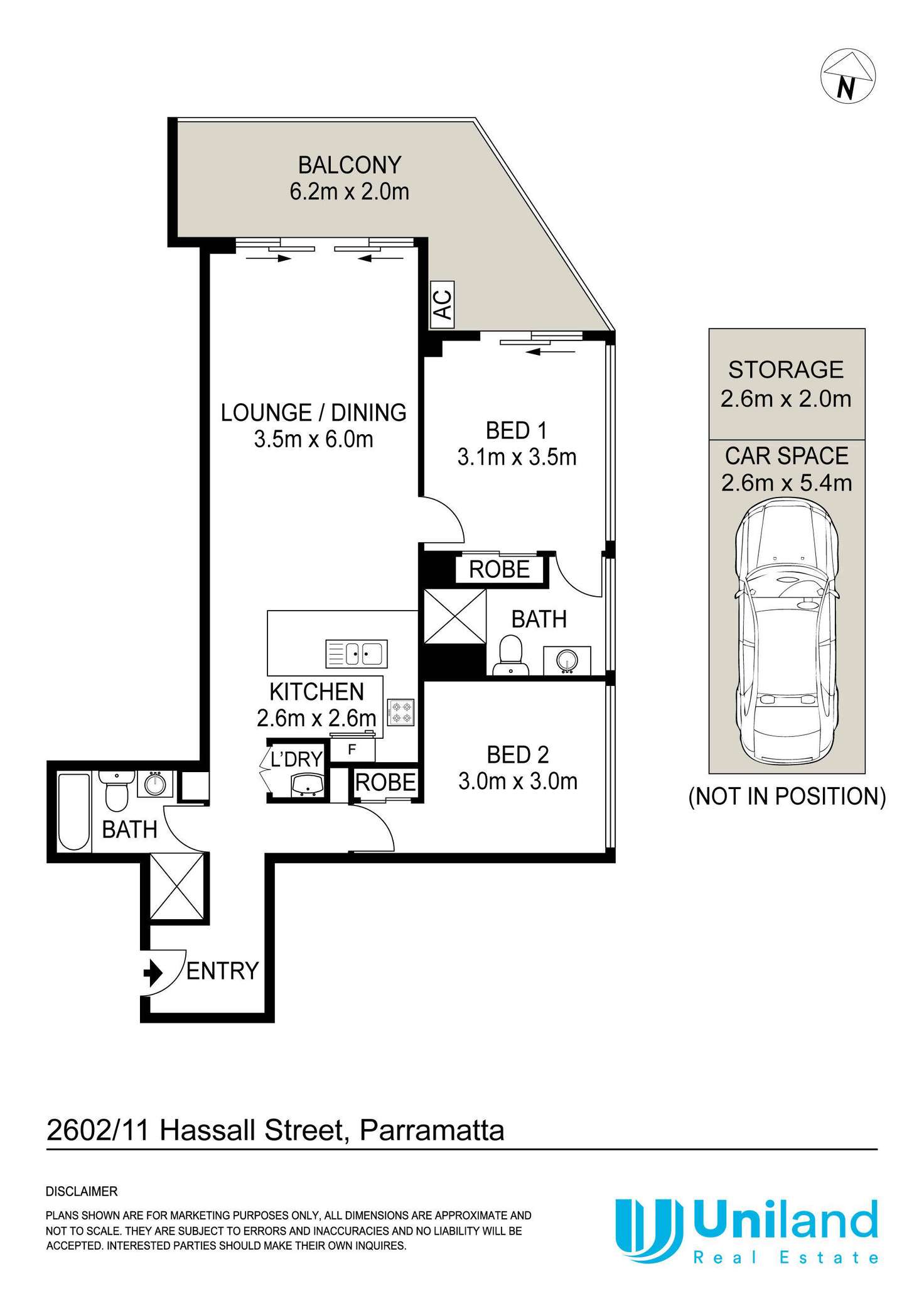 Floorplan of Homely apartment listing, 2602/11 Hassall Street, Parramatta NSW 2150