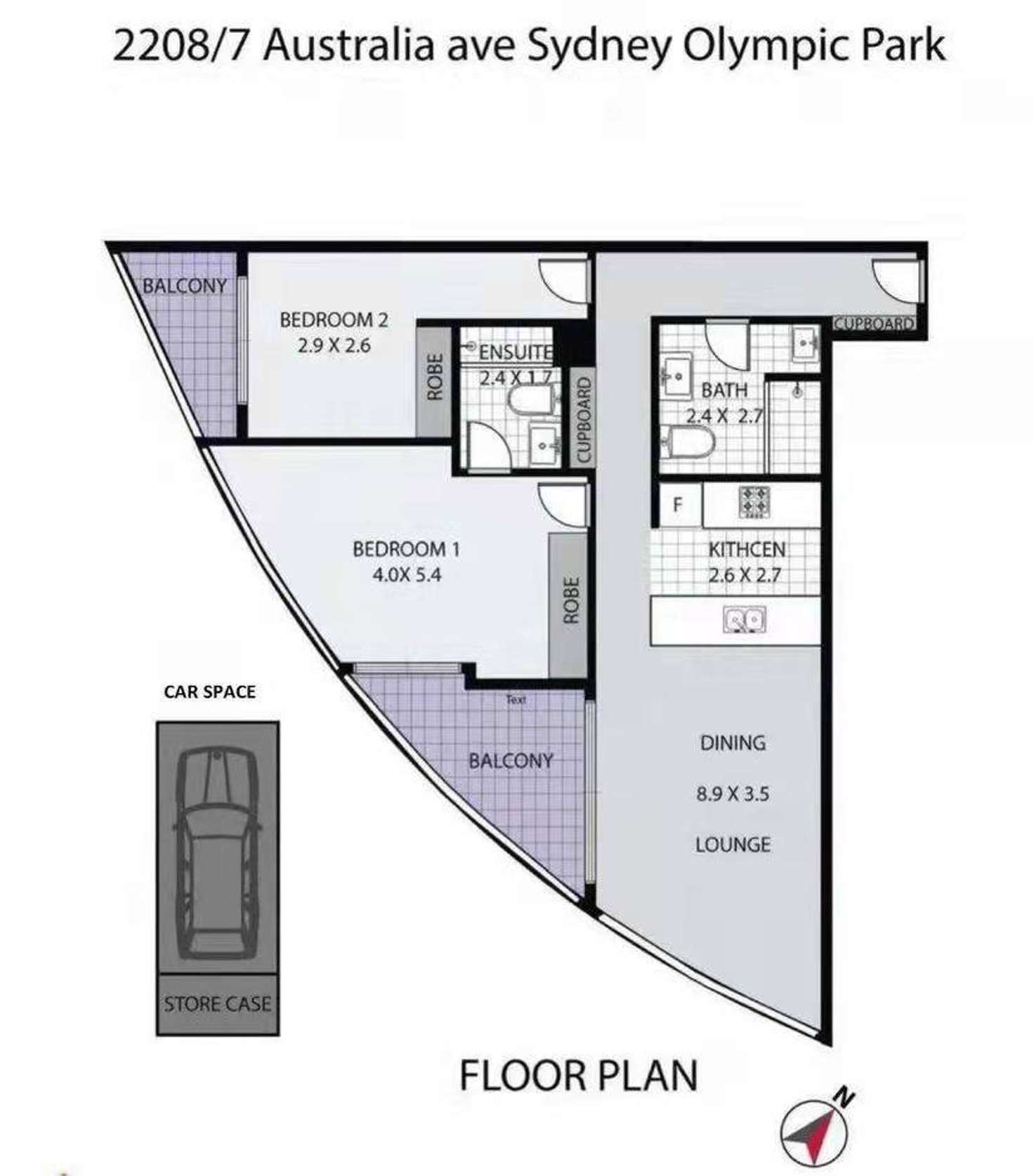 Floorplan of Homely apartment listing, 2208/7 Australia Avenue, Sydney Olympic Park NSW 2127