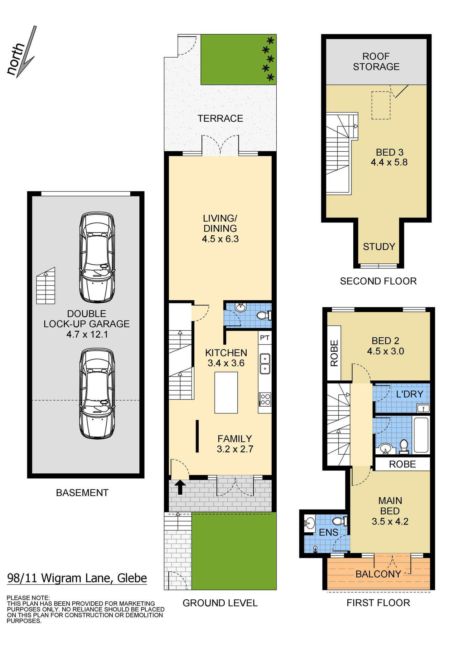 Floorplan of Homely townhouse listing, 98/11 Wigram Lane, Glebe NSW 2037