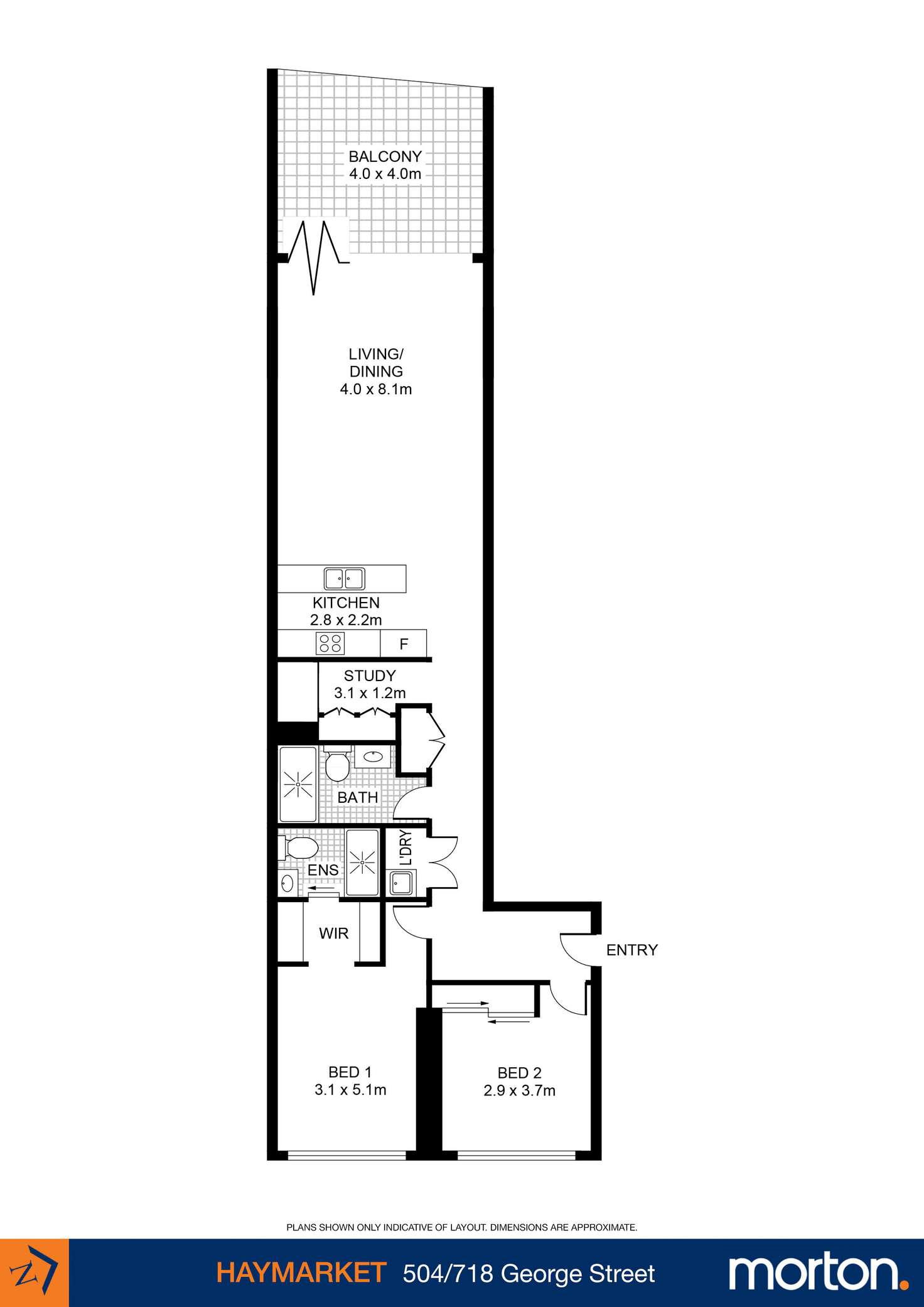 Floorplan of Homely apartment listing, 504/718 George Street, Haymarket NSW 2000