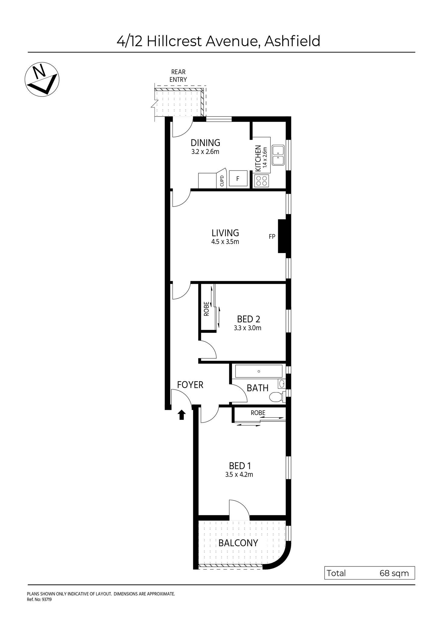 Floorplan of Homely apartment listing, 4/12 Hillcrest Avenue, Ashfield NSW 2131