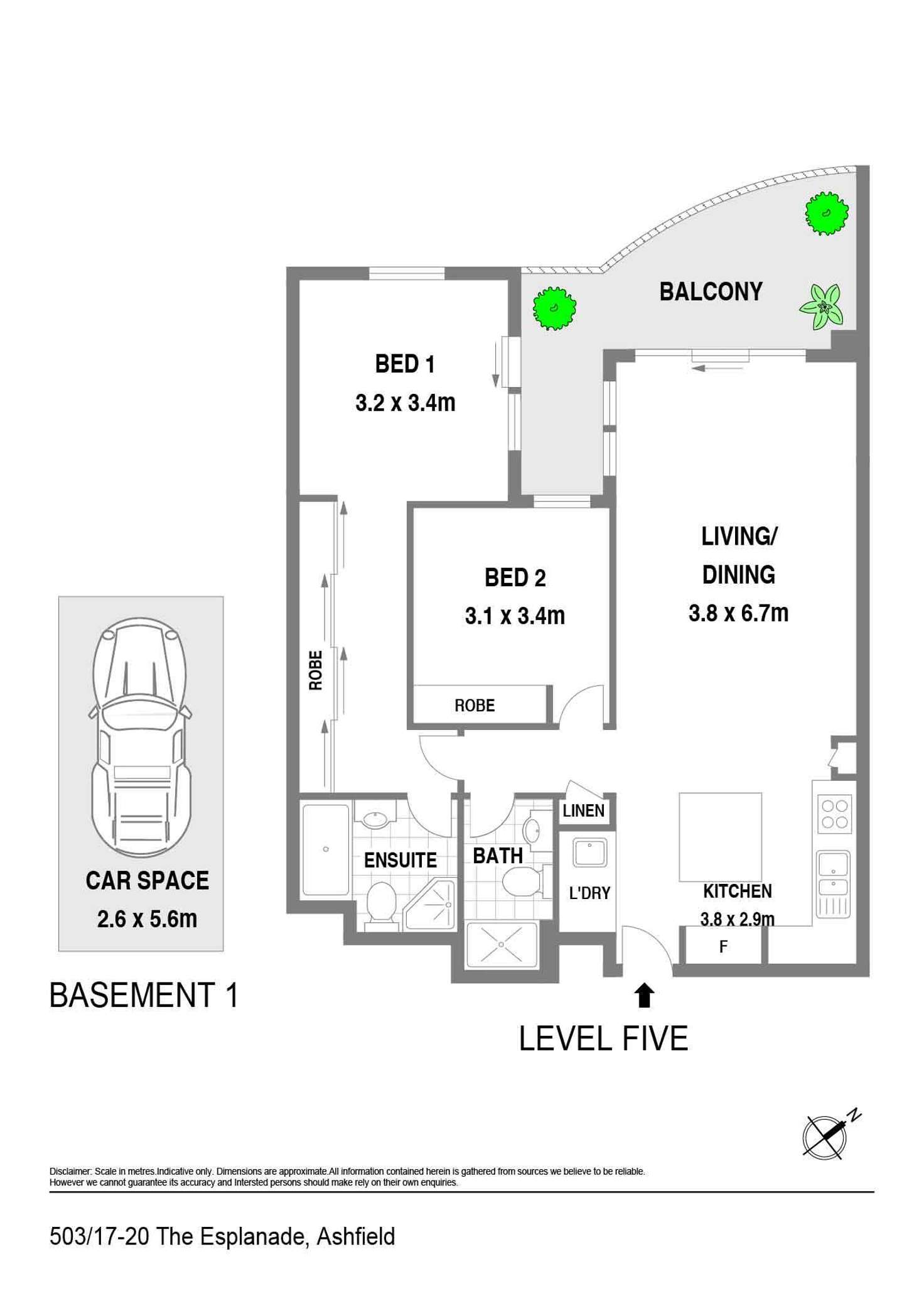 Floorplan of Homely apartment listing, 503/17-20 The Esplanade, Ashfield NSW 2131