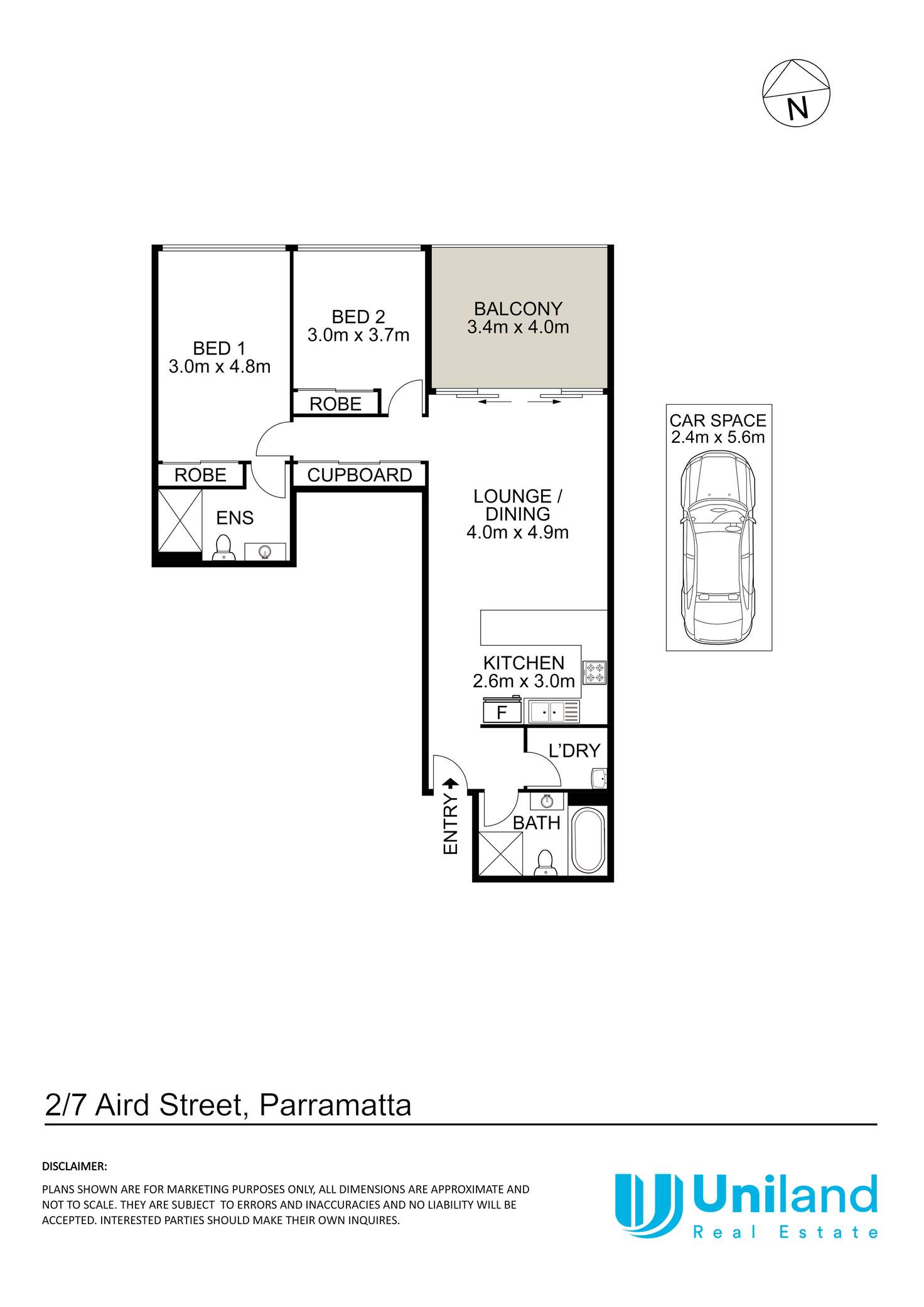 Floorplan of Homely apartment listing, 2/7 Aird Street, Parramatta NSW 2150