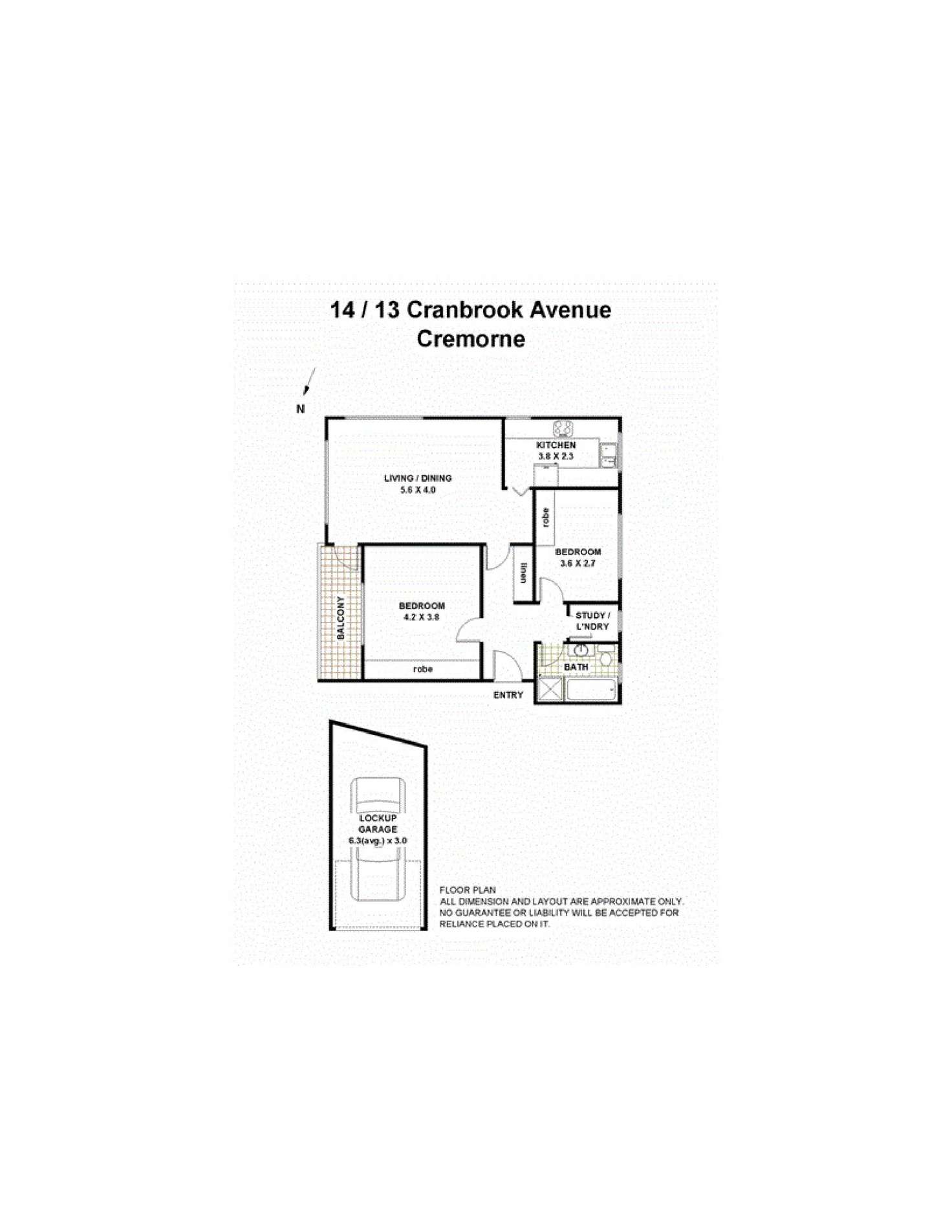 Floorplan of Homely apartment listing, 14/13 Cranbrook Street, Cremorne NSW 2090