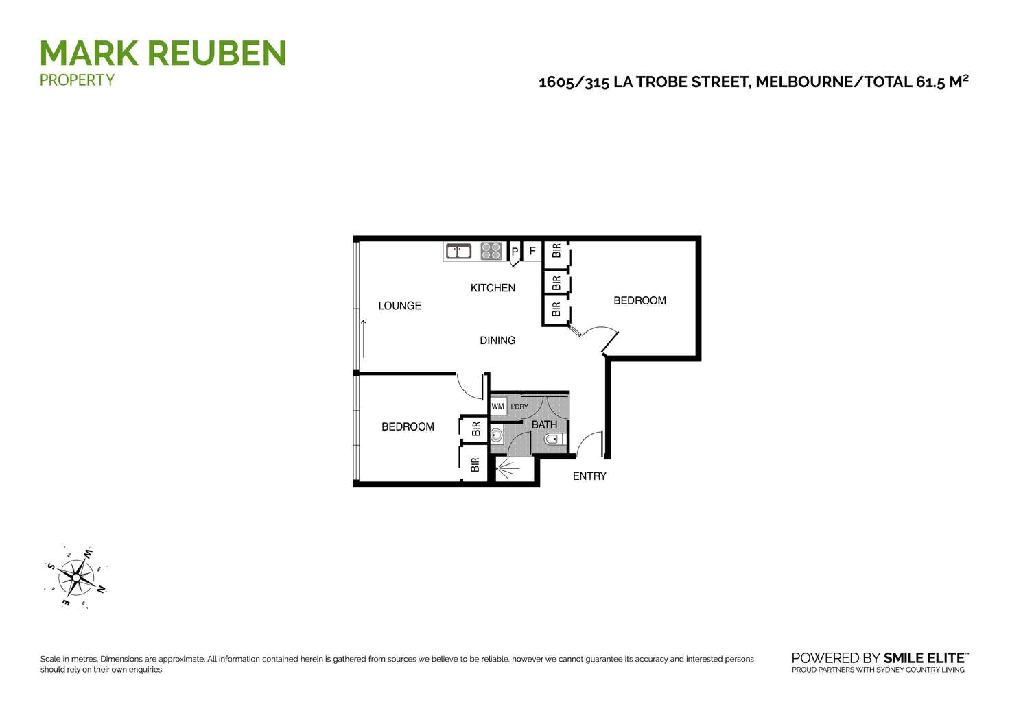 Floorplan of Homely apartment listing, Level 16/1605/315 La Trobe Street, Melbourne VIC 3000