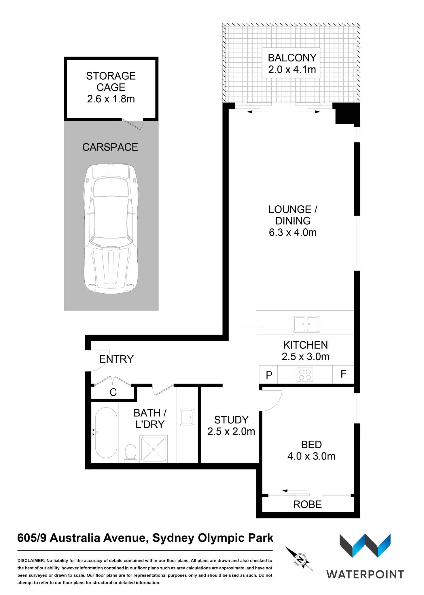 Floorplan of Homely apartment listing, 605/9 Australia Avenue, Sydney Olympic Park NSW 2127