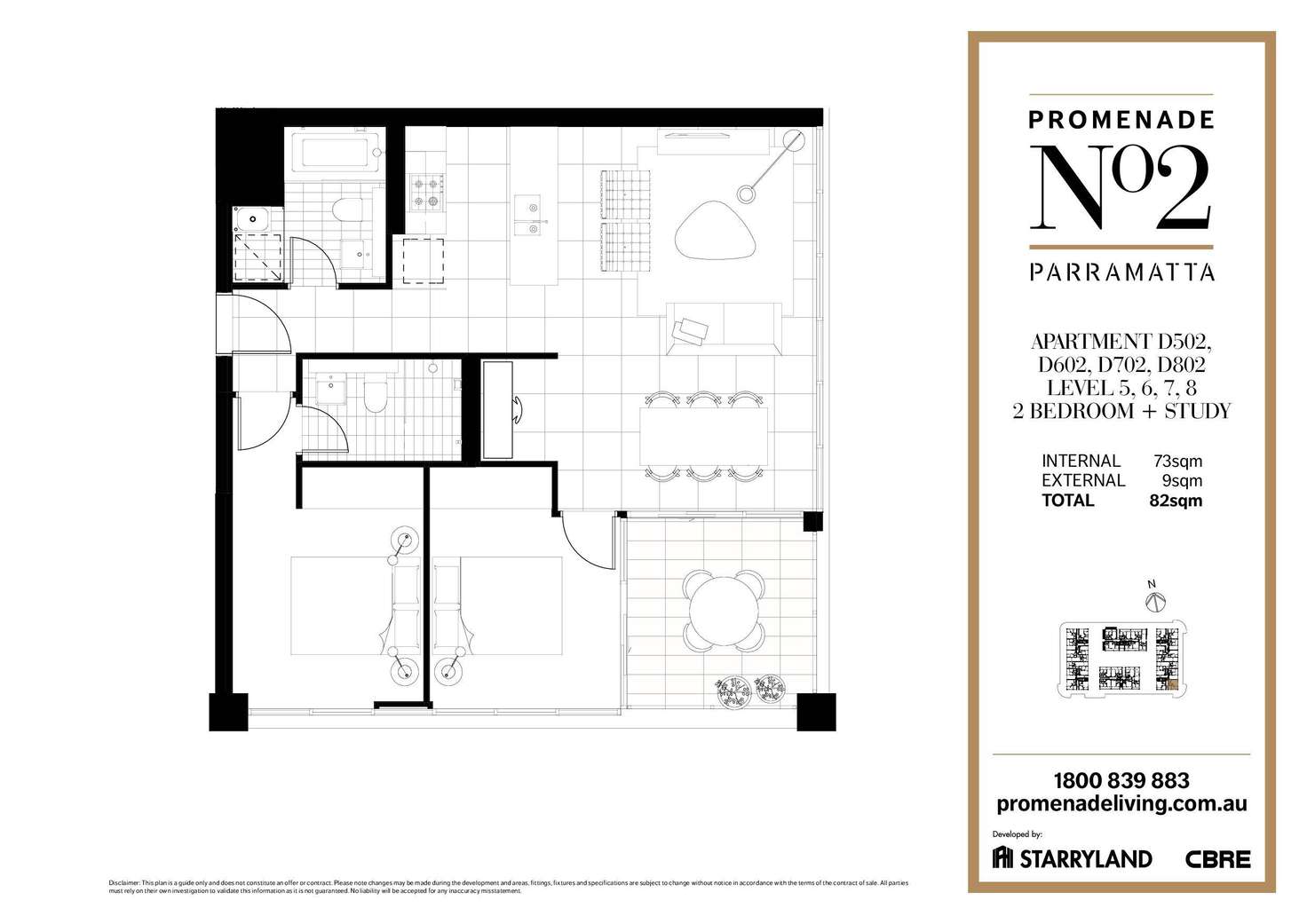 Floorplan of Homely apartment listing, D802/1 Broughton Street, Parramatta NSW 2150