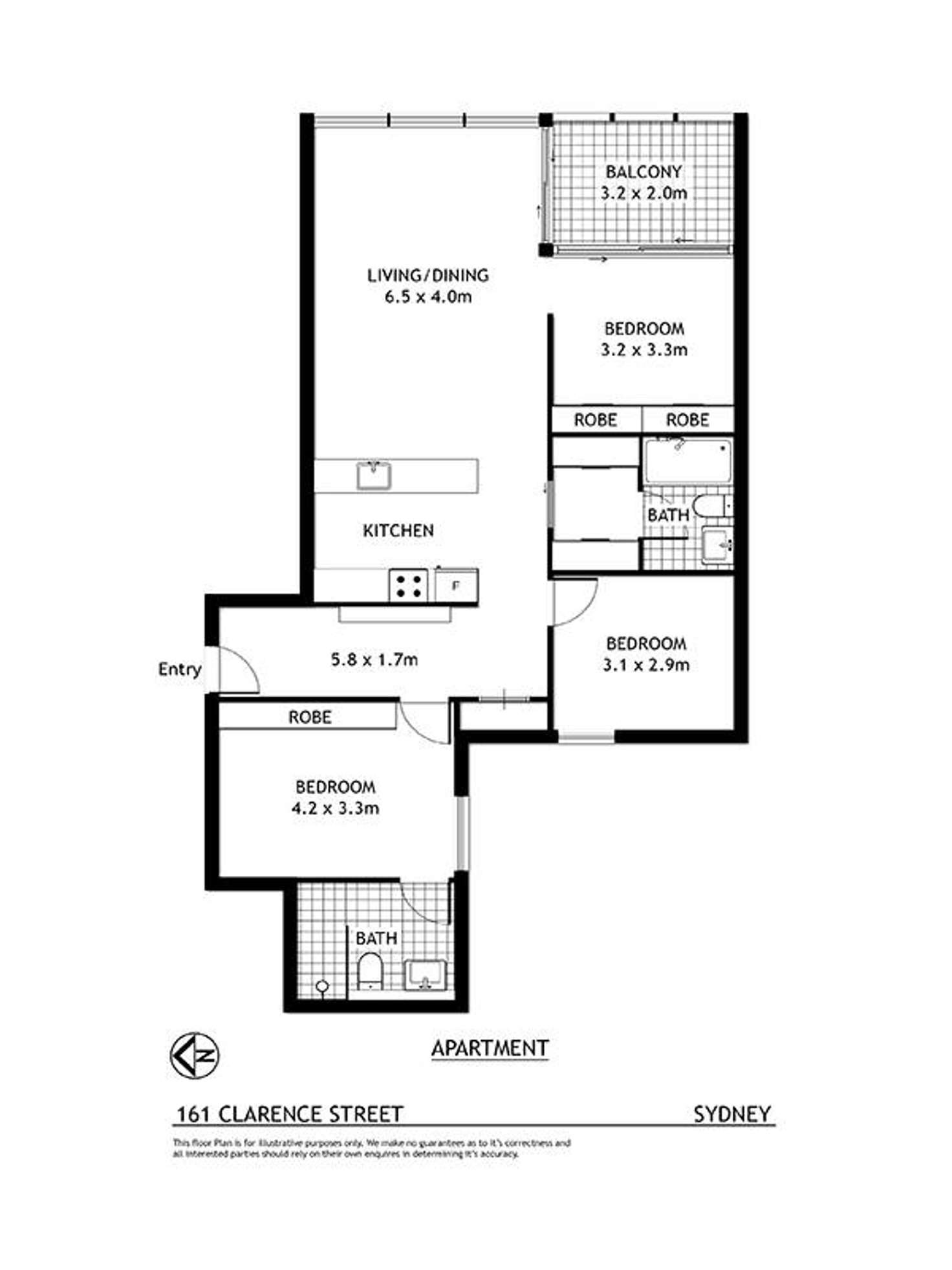 Floorplan of Homely apartment listing, 1805/161 Clarence Street, Sydney NSW 2000