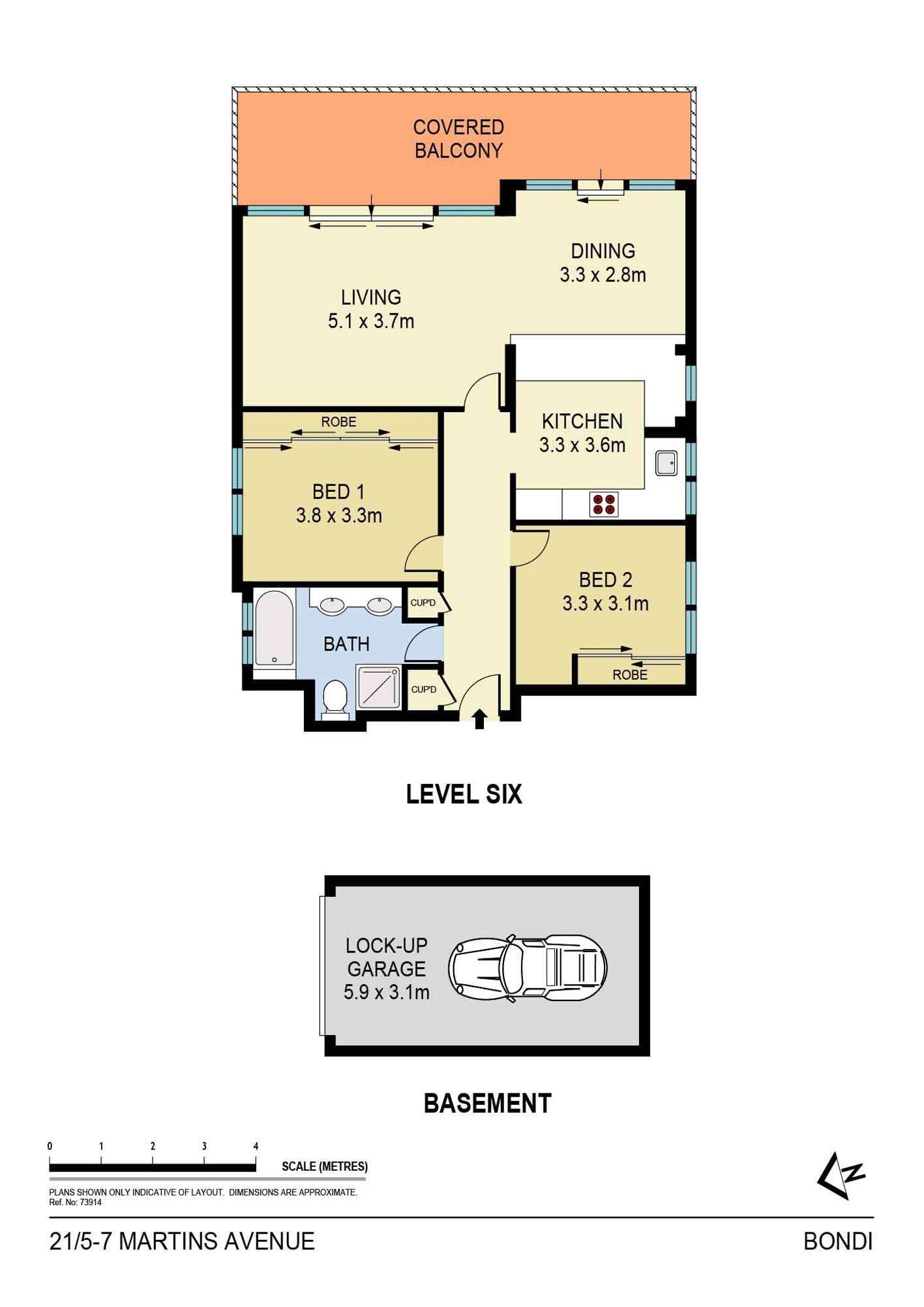 Floorplan of Homely apartment listing, Level 6/21/5-7 Martins Avenue, Bondi Beach NSW 2026