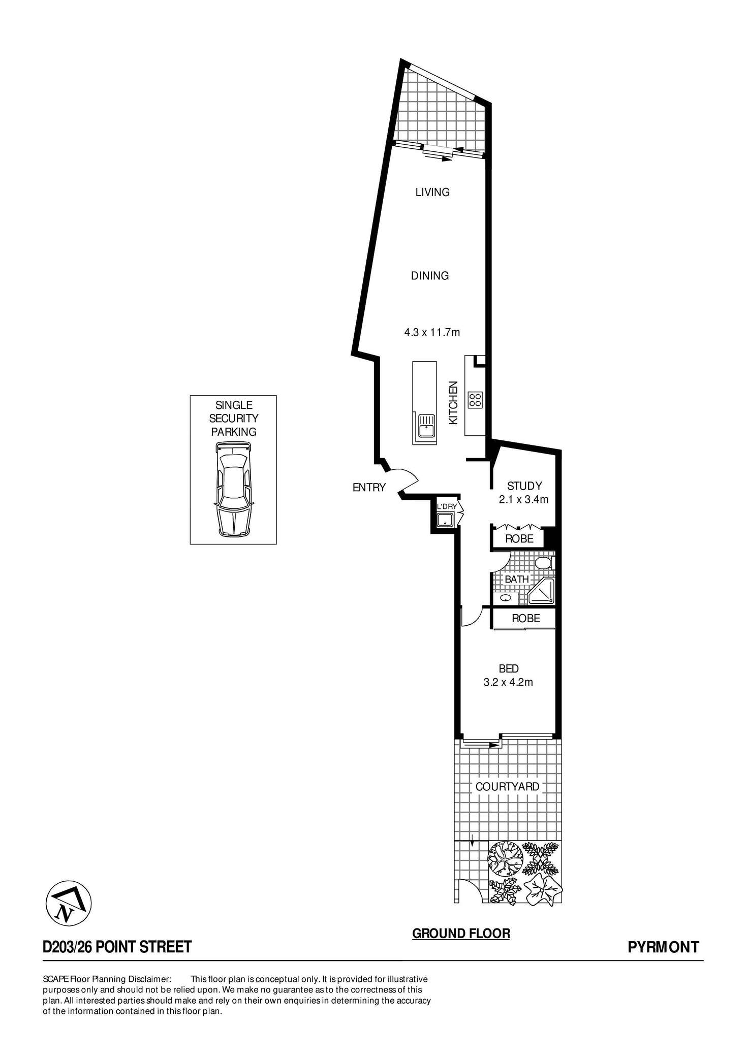 Floorplan of Homely apartment listing, D203/26 Point Street, Pyrmont NSW 2009