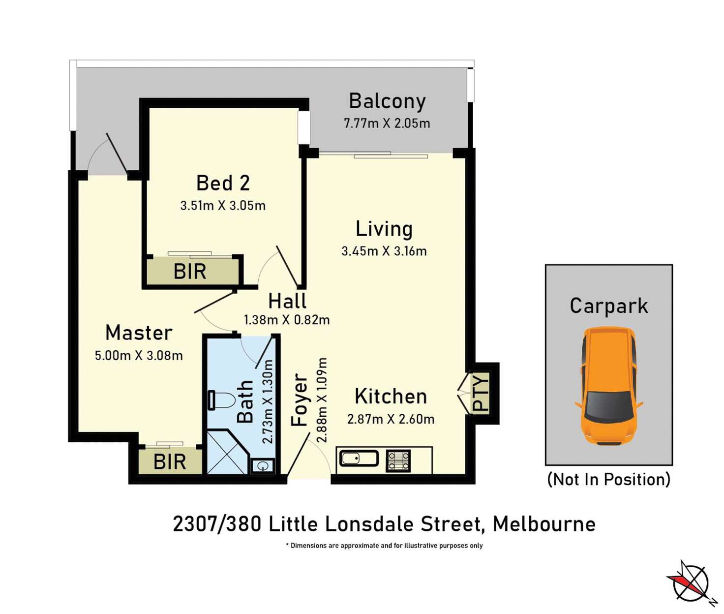 Floorplan of Homely apartment listing, 2307/380 Little Lonsdale Street, Melbourne VIC 3000