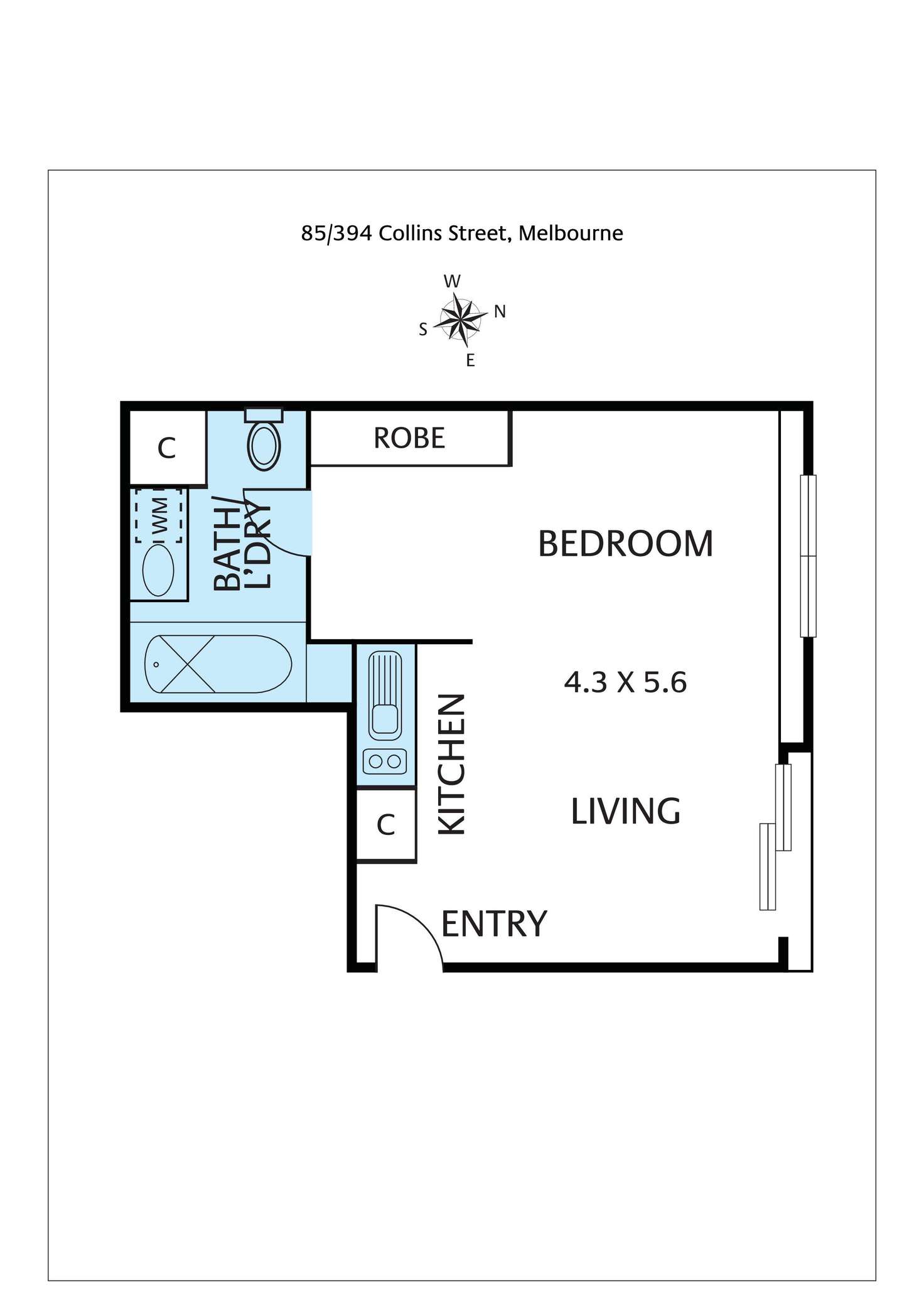 Floorplan of Homely apartment listing, 85/394 Collins Street, Melbourne VIC 3000