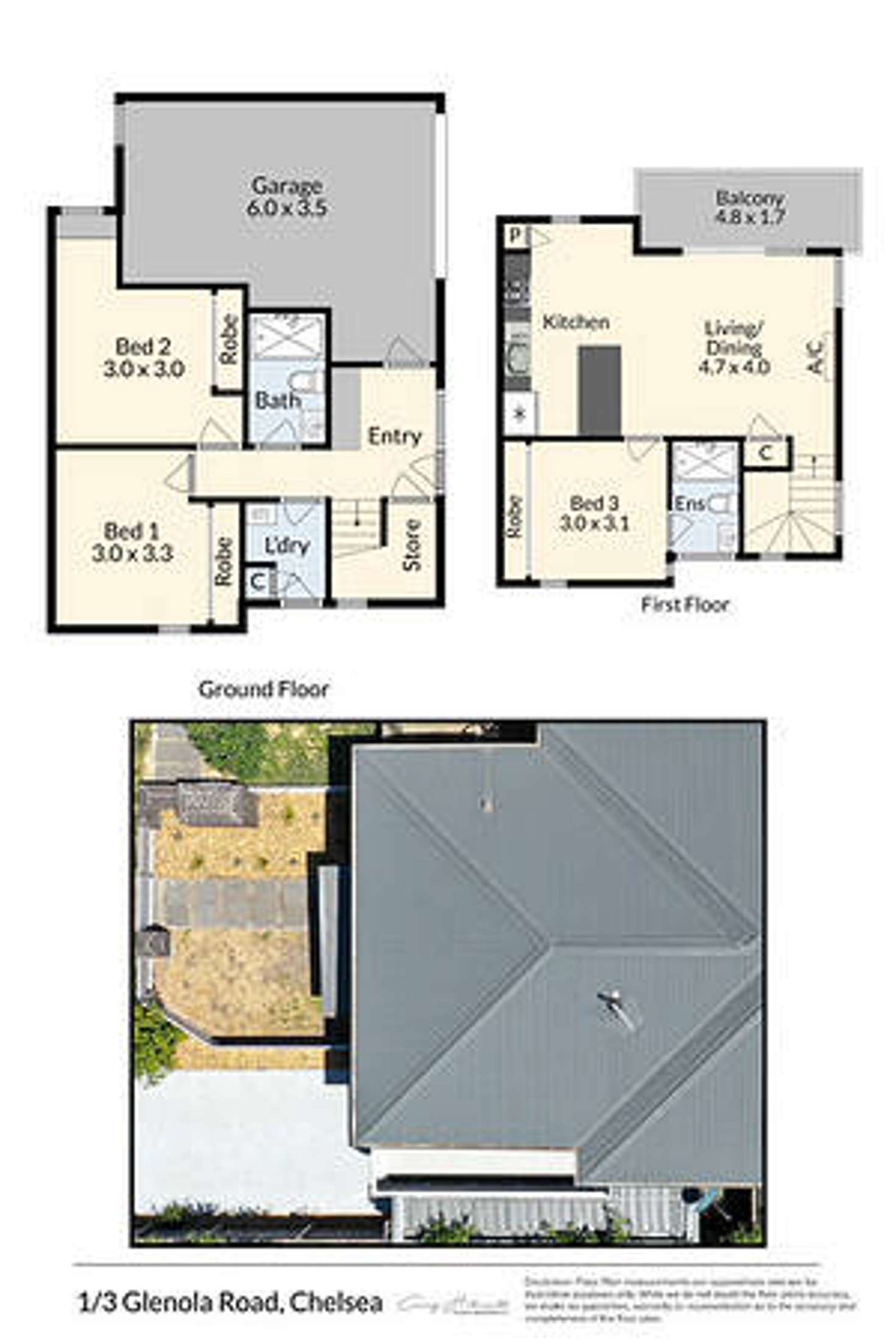 Floorplan of Homely townhouse listing, 1/3 Glenola Road, Chelsea VIC 3196