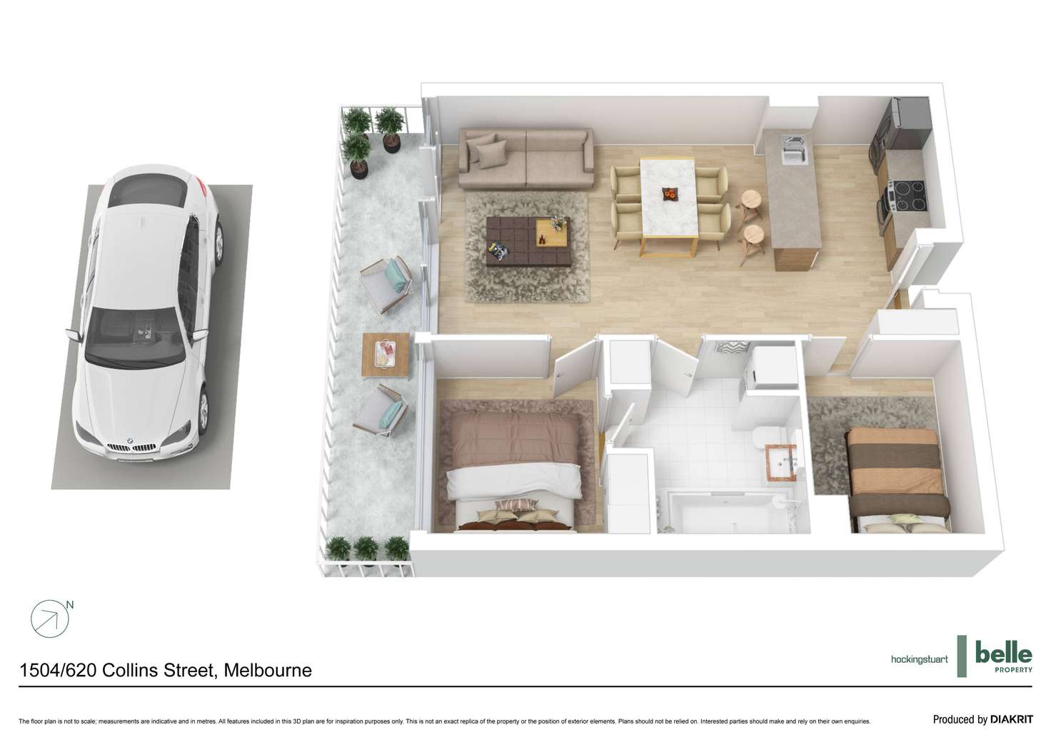 Floorplan of Homely apartment listing, 1504/620 Collins Street, Melbourne VIC 3000