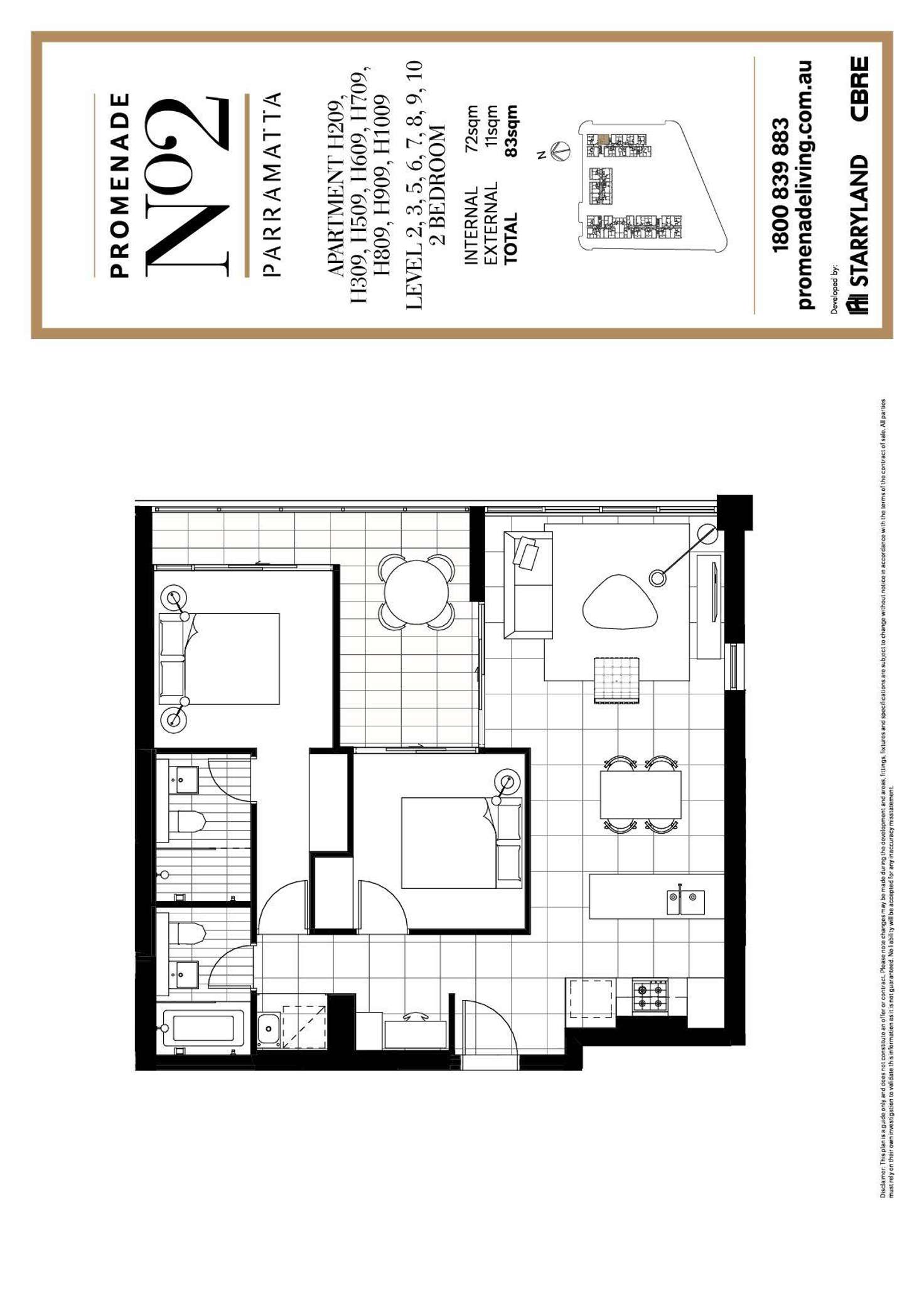 Floorplan of Homely apartment listing, 609/2H Morton Street, Parramatta NSW 2150