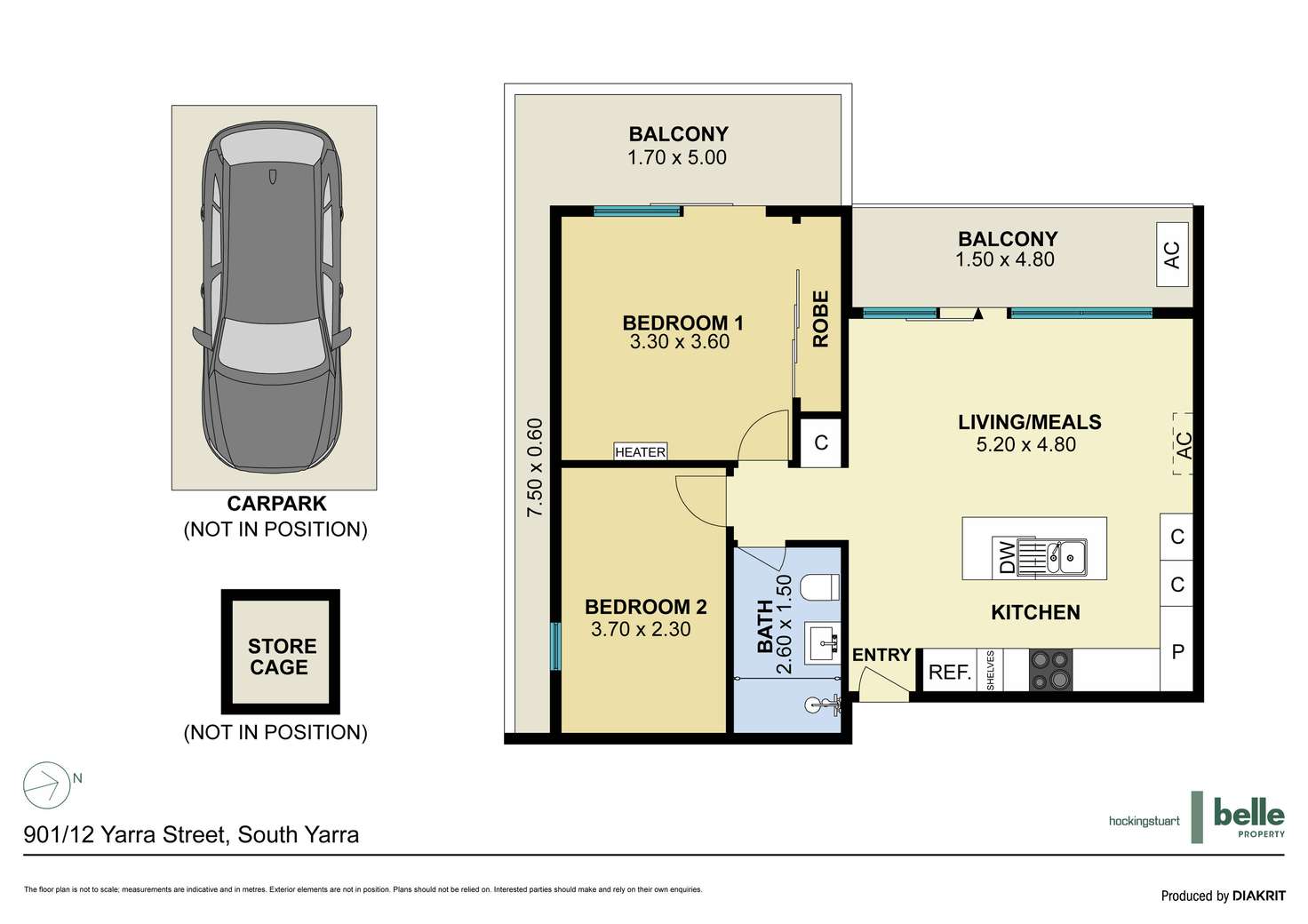 Floorplan of Homely apartment listing, 901/12 Yarra Street, South Yarra VIC 3141