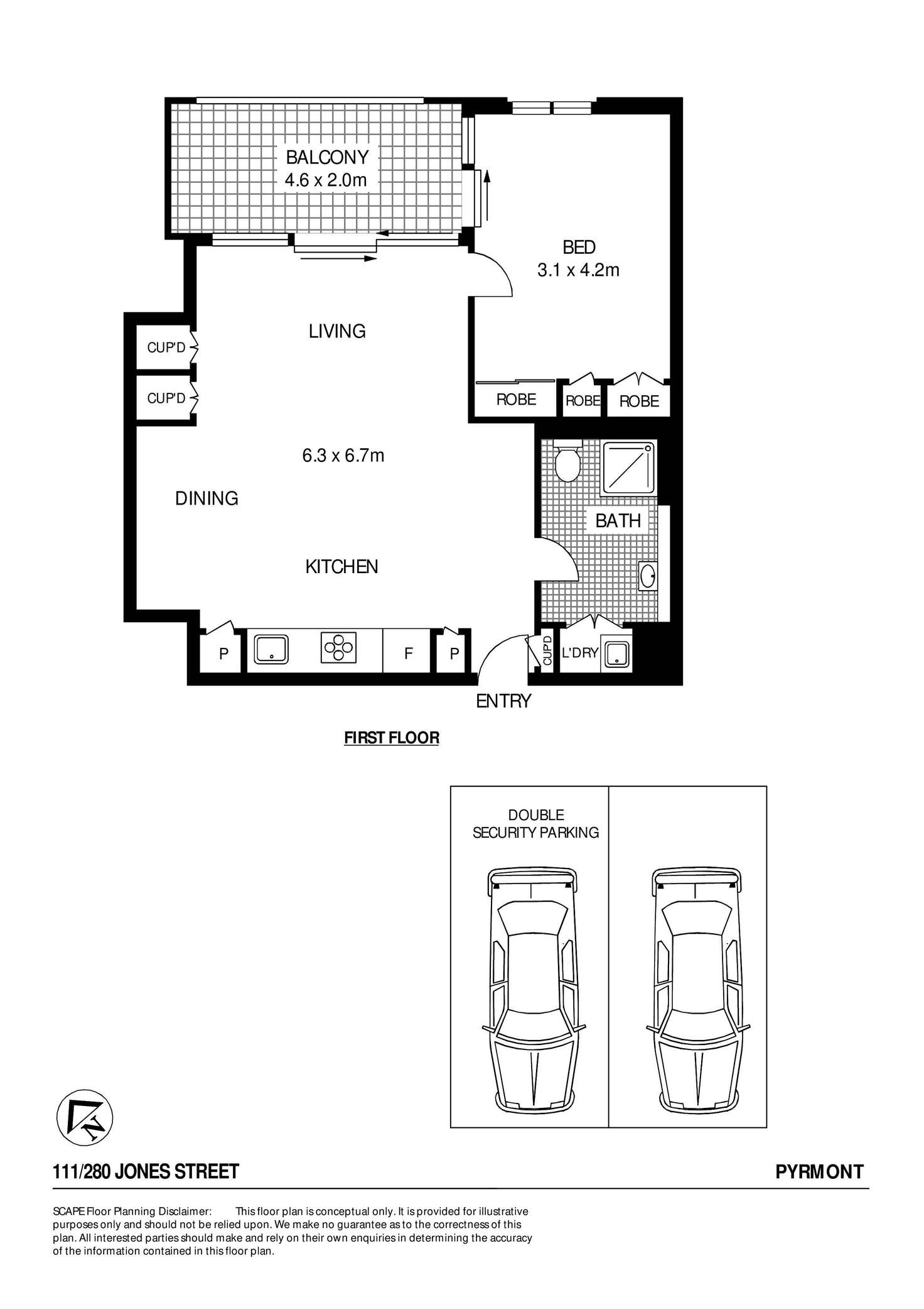 Floorplan of Homely apartment listing, 111/280 Jones Street, Pyrmont NSW 2009