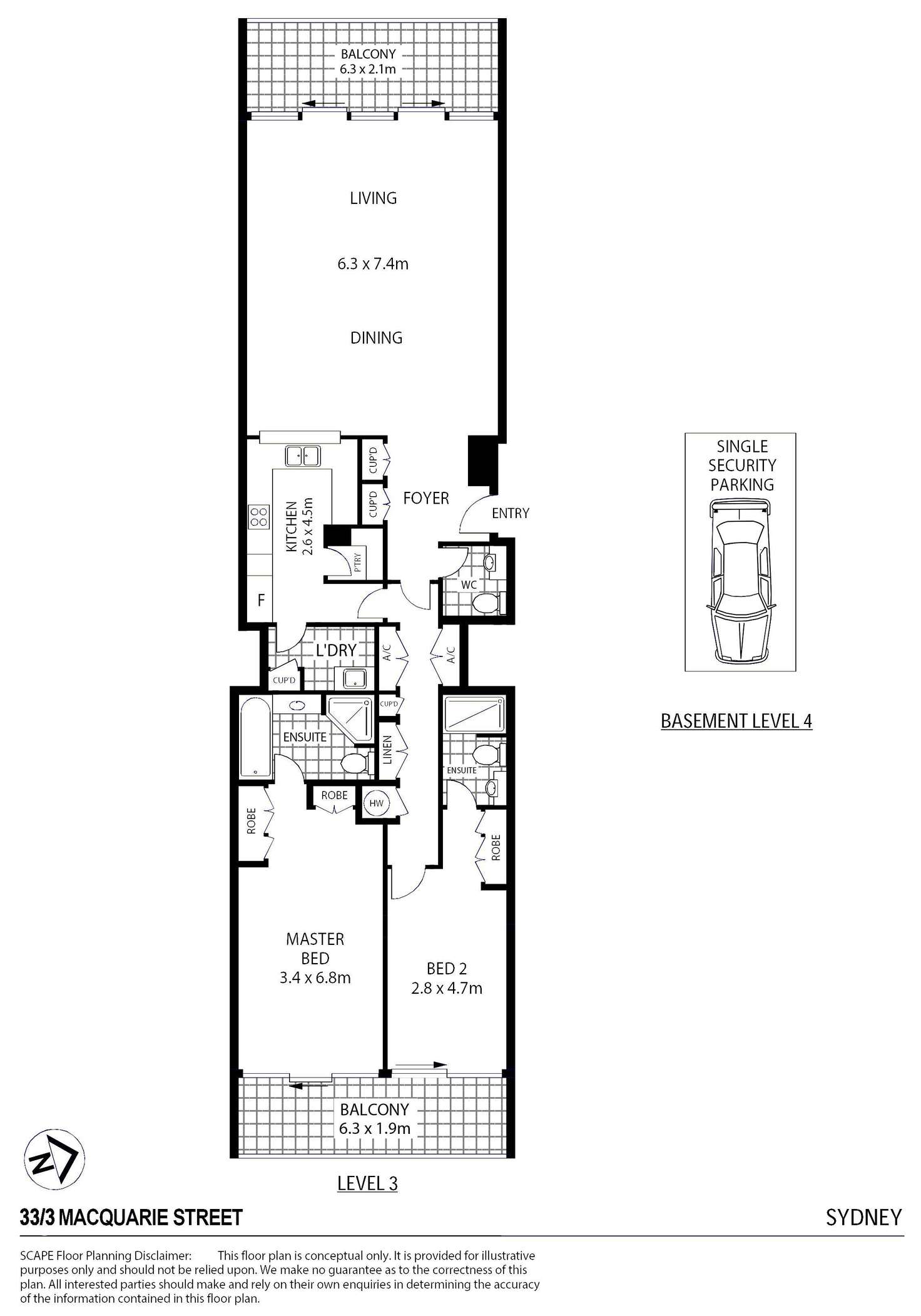 Floorplan of Homely apartment listing, 33/3 Macquarie Street, Sydney NSW 2000