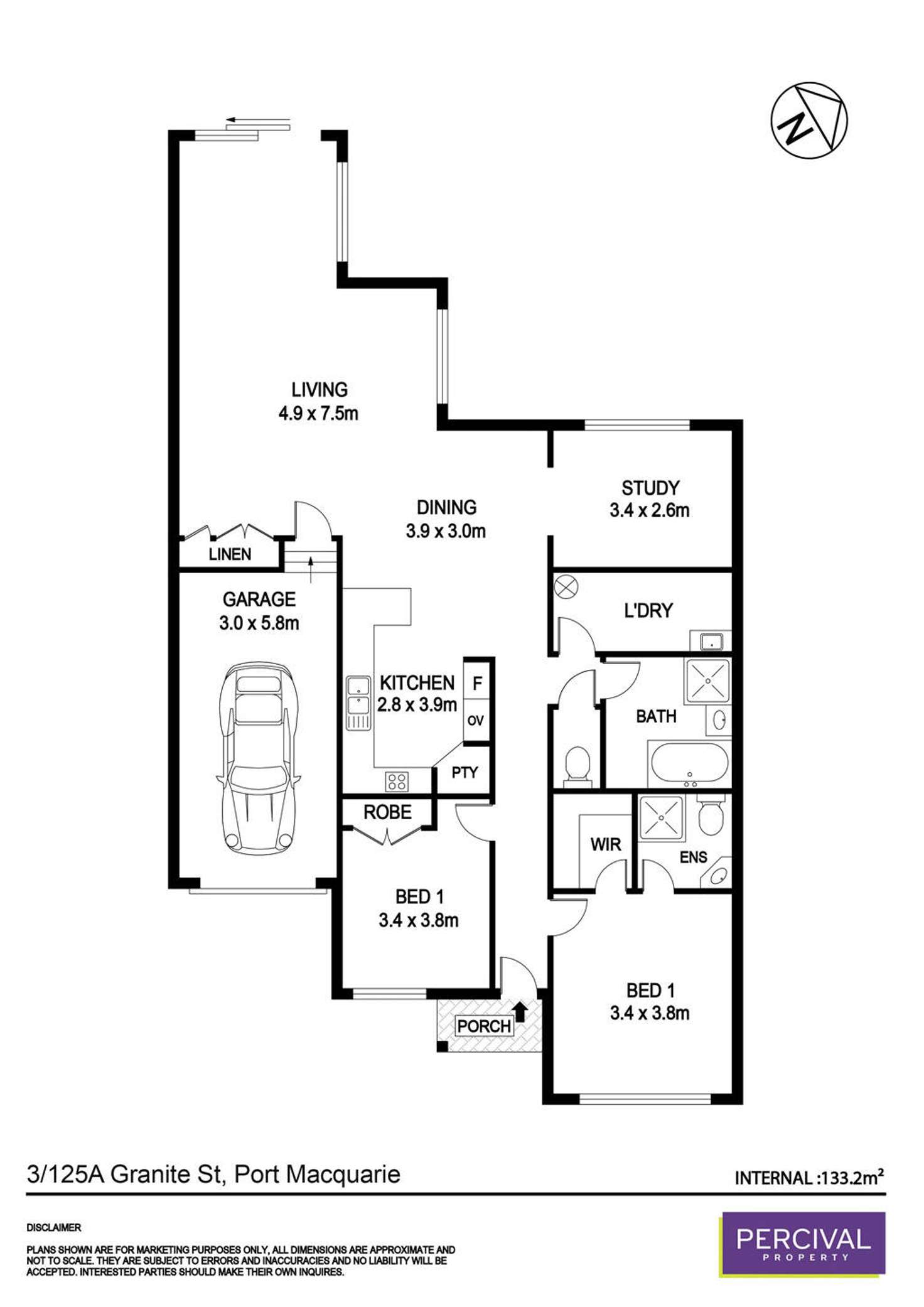 Floorplan of Homely villa listing, 3/125A Granite Street, Port Macquarie NSW 2444