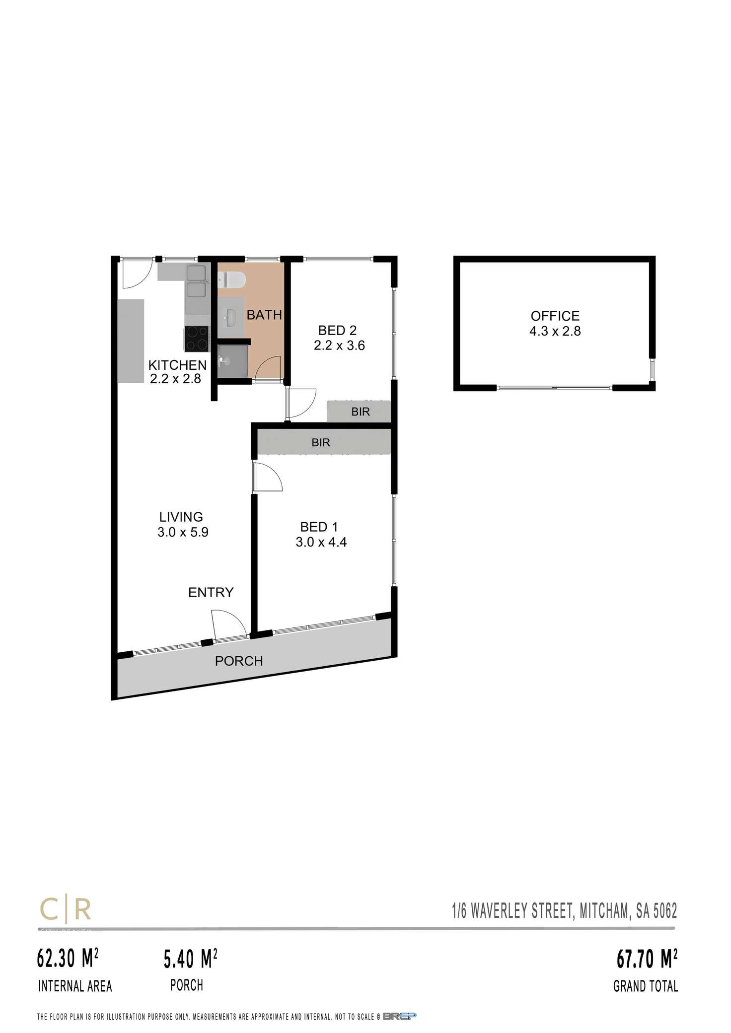 Floorplan of Homely unit listing, 1/6 Waverley Street, Mitcham SA 5062