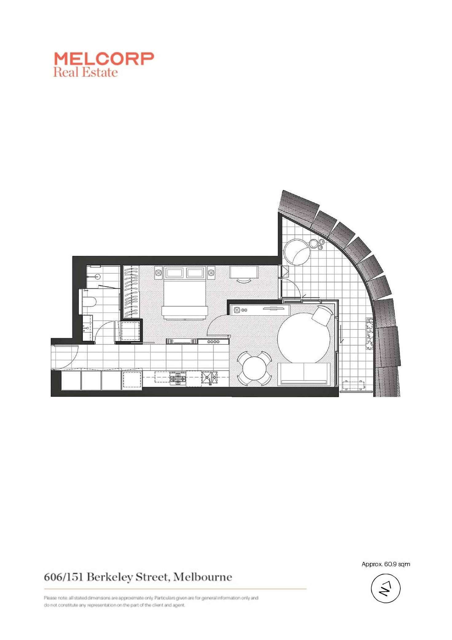 Floorplan of Homely apartment listing, 606/151 Berkeley Street, Melbourne VIC 3000