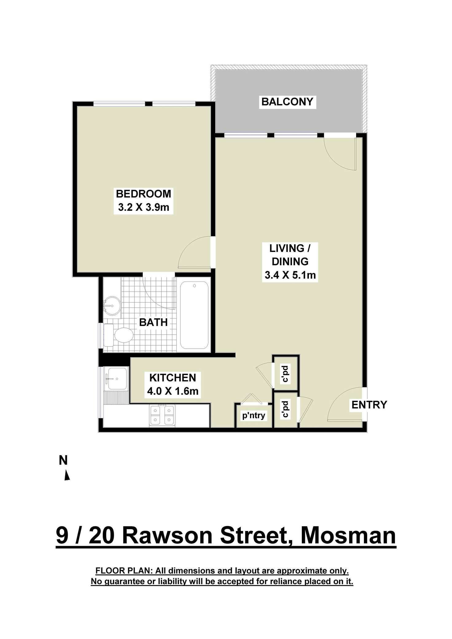 Floorplan of Homely apartment listing, 9/20 Rawson Street, Mosman NSW 2088