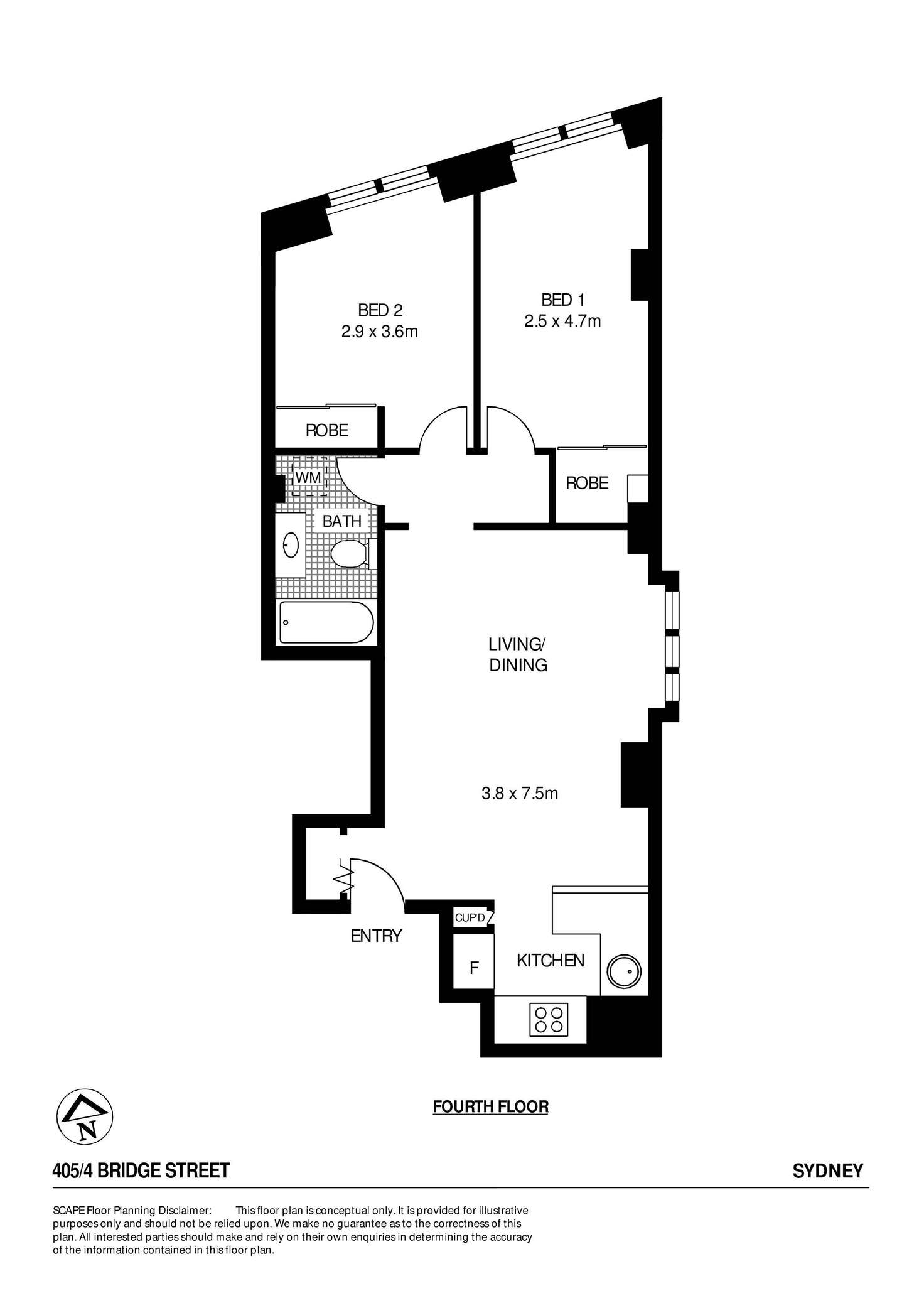 Floorplan of Homely apartment listing, 405/4 Bridge Street, Sydney NSW 2000