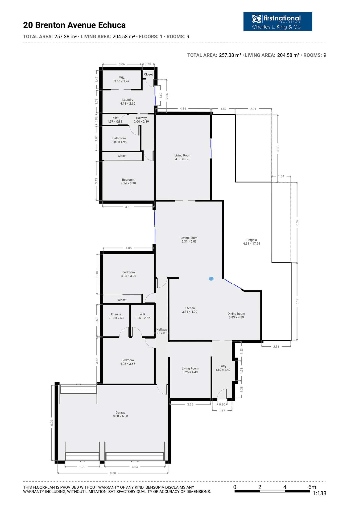 Floorplan of Homely house listing, 20 Brenton Avenue, Echuca VIC 3564