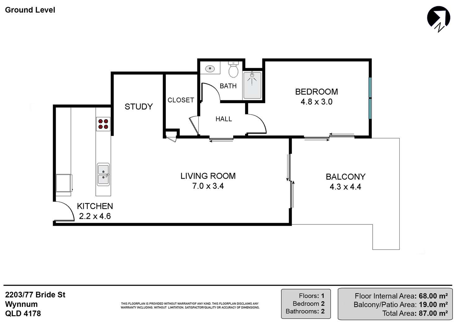 Floorplan of Homely unit listing, 2203/77 Bride Street, Wynnum QLD 4178