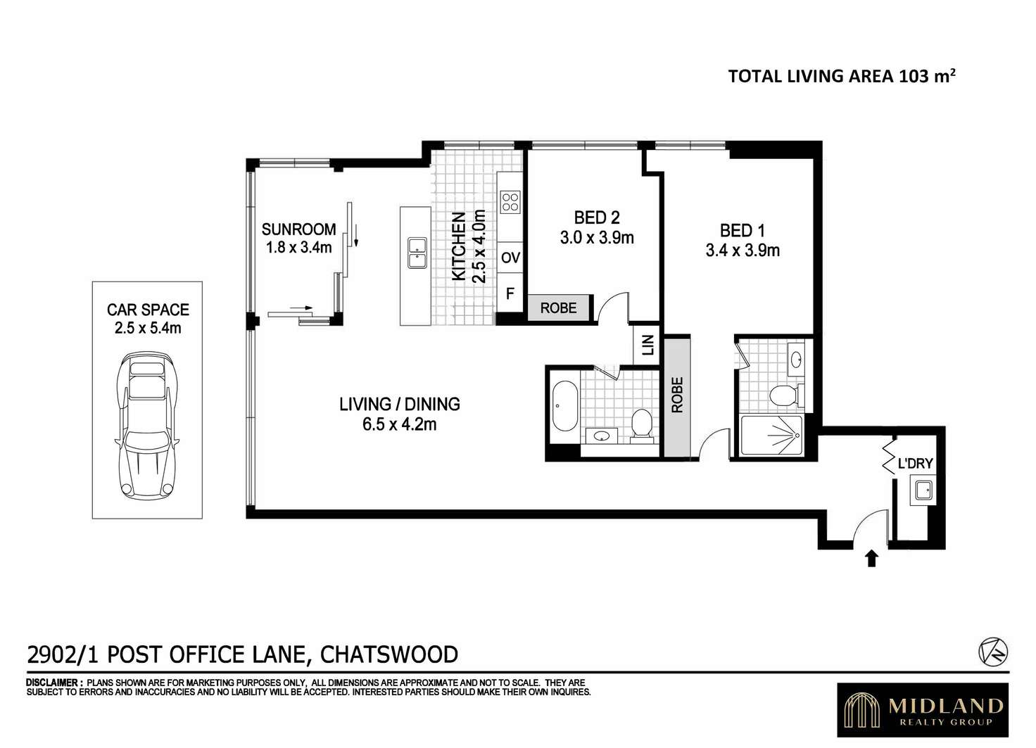 Floorplan of Homely unit listing, 2902/1 Post Office Lane, Chatswood NSW 2067