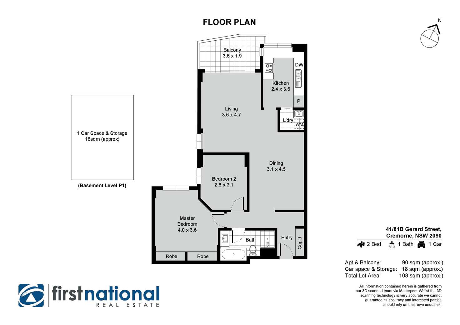 Floorplan of Homely apartment listing, 41/81B Gerard Street, Cremorne NSW 2090