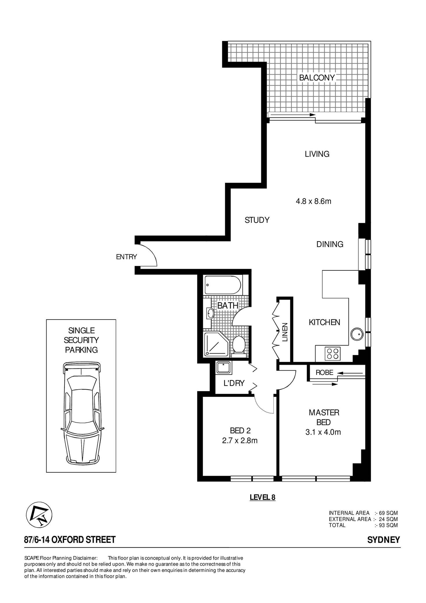 Floorplan of Homely apartment listing, 87/6-14 Oxford Street, Darlinghurst NSW 2010