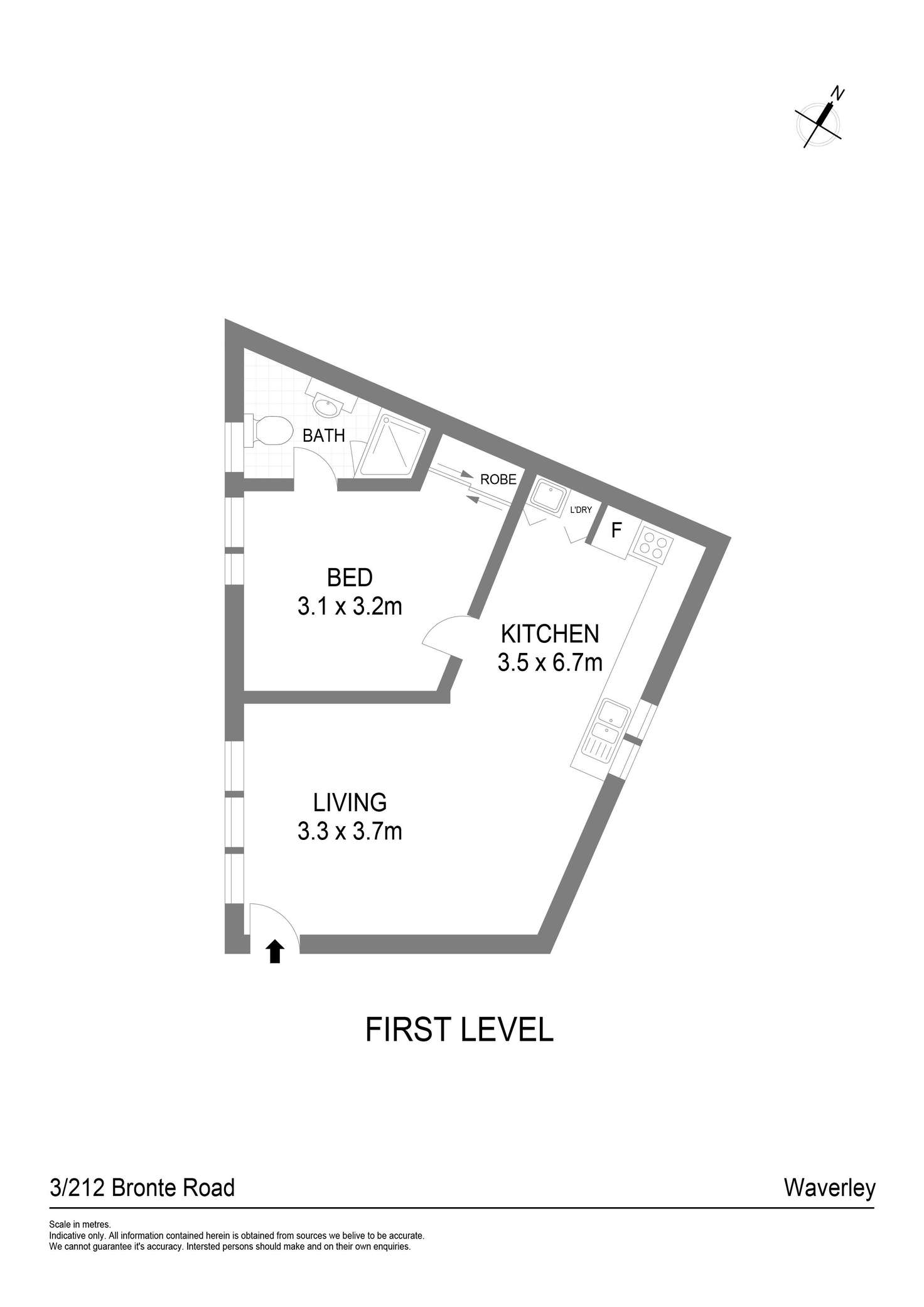 Floorplan of Homely unit listing, 3/212 Bronte Road, Waverley NSW 2024