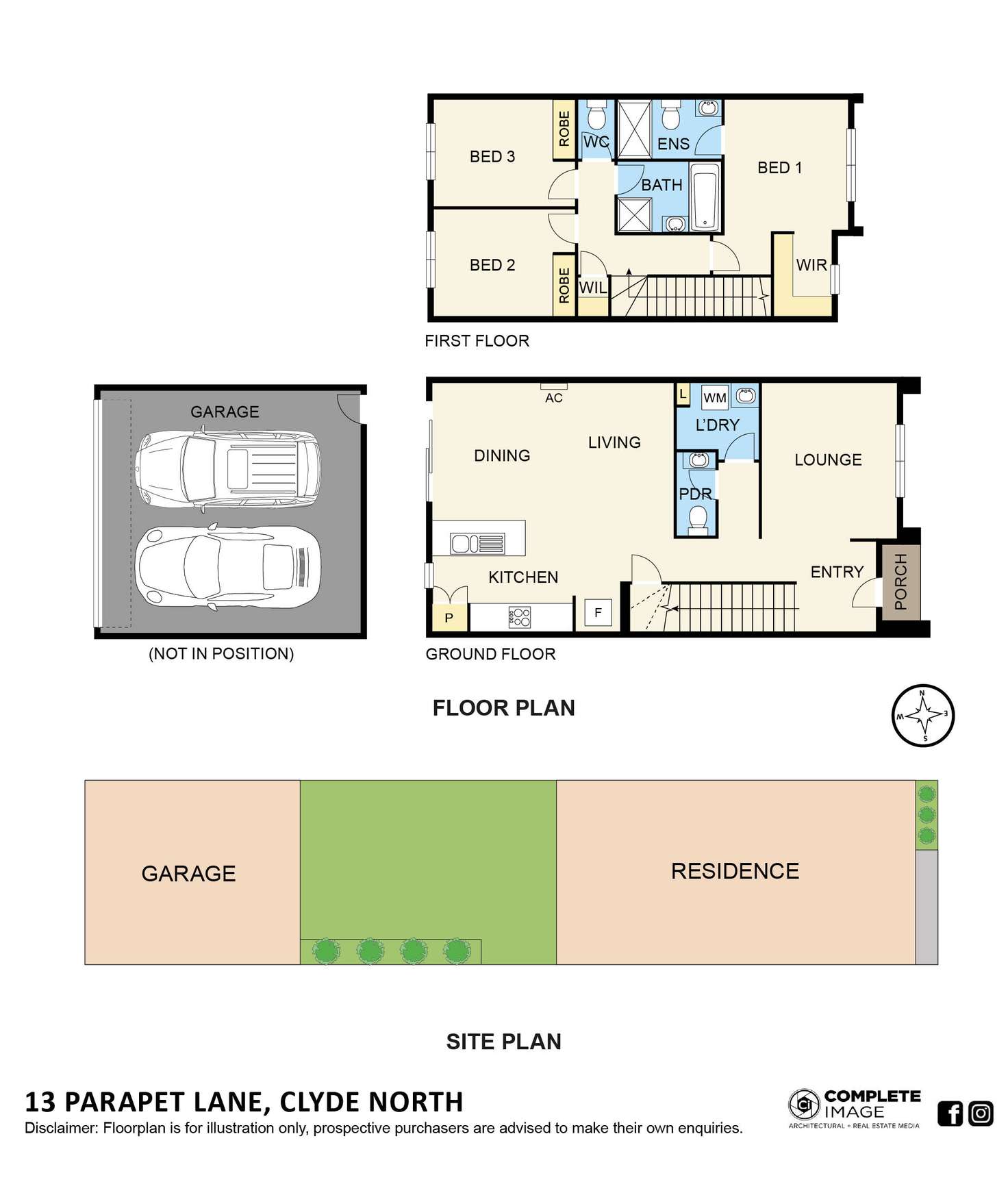 Floorplan of Homely townhouse listing, 13 Parapet Lane, Clyde North VIC 3978