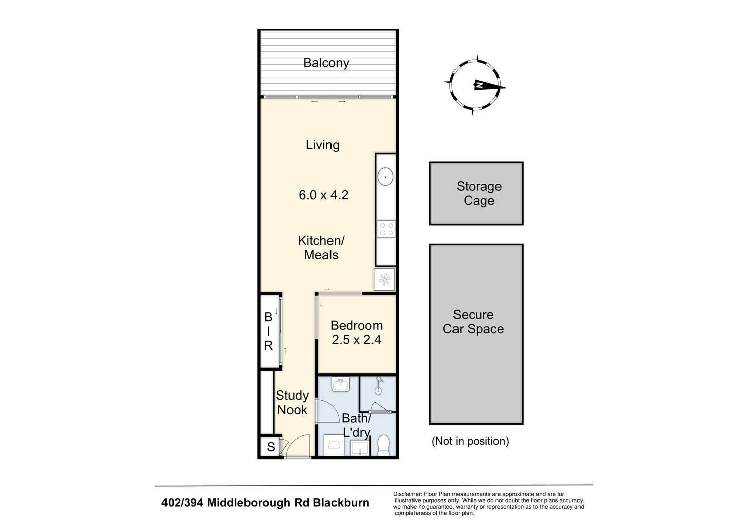Floorplan of Homely apartment listing, 402/394-398 Middleborough Road, Blackburn VIC 3130