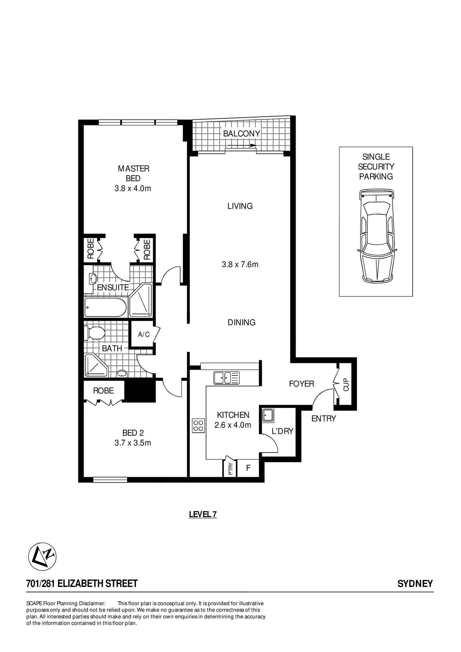 Floorplan of Homely apartment listing, 701/281 Elizabeth Street, Sydney NSW 2000