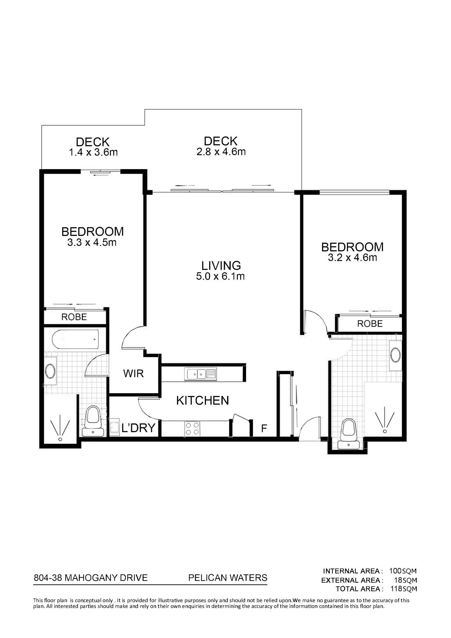 Floorplan of Homely unit listing, 804/38 Mahogany Drive, Pelican Waters QLD 4551