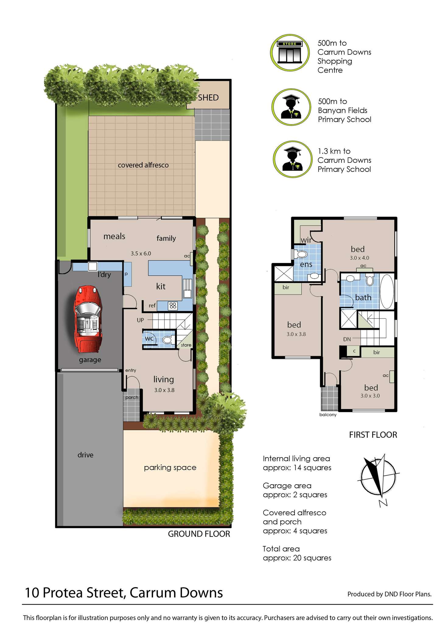 Floorplan of Homely townhouse listing, 10 Protea Street, Carrum Downs VIC 3201