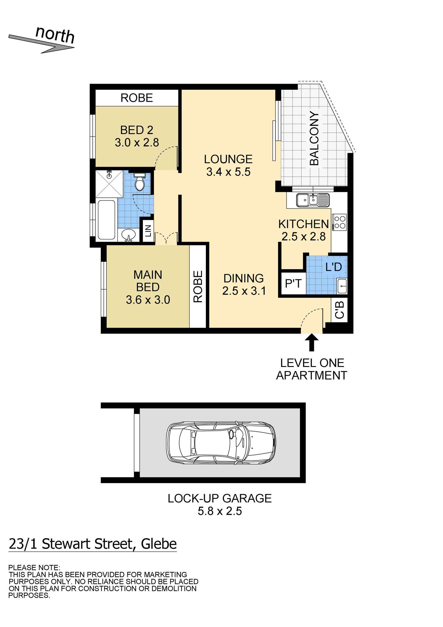 Floorplan of Homely apartment listing, 23/1 Stewart Street, Glebe NSW 2037