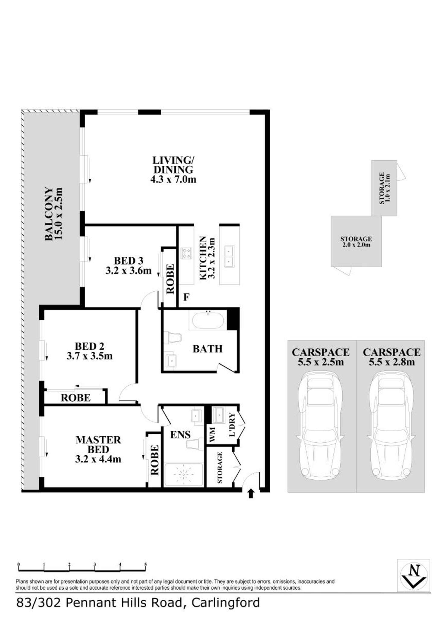 Floorplan of Homely apartment listing, 83/294-302 Pennant Hills Road, Carlingford NSW 2118