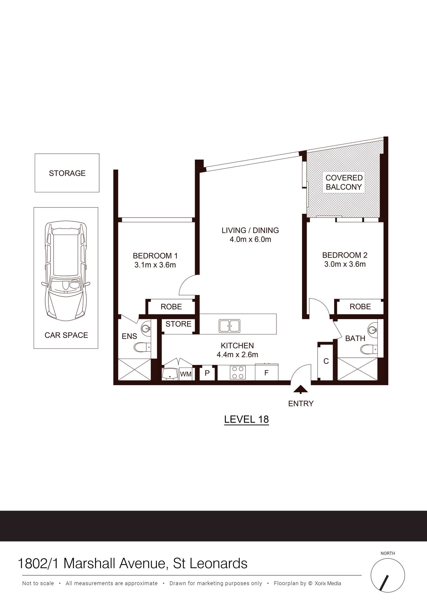 Floorplan of Homely apartment listing, 1802/1 Marshall Avenue, St Leonards NSW 2065