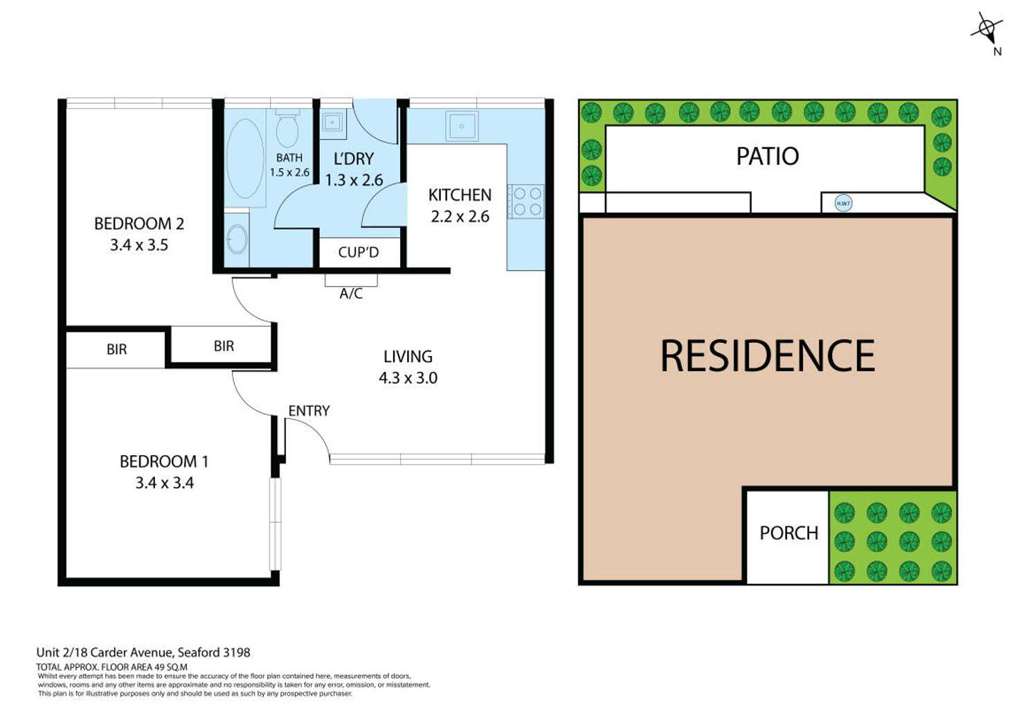 Floorplan of Homely unit listing, 2/18 Carder Avenue, Seaford VIC 3198