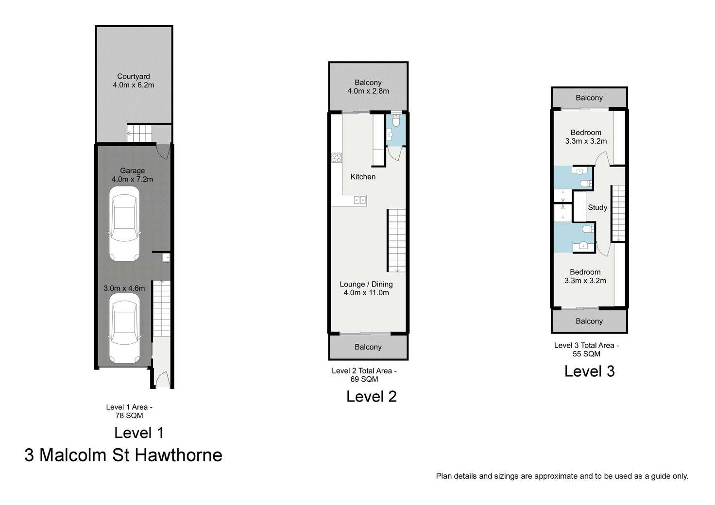 Floorplan of Homely townhouse listing, 3 Malcolm Street, Hawthorne QLD 4171