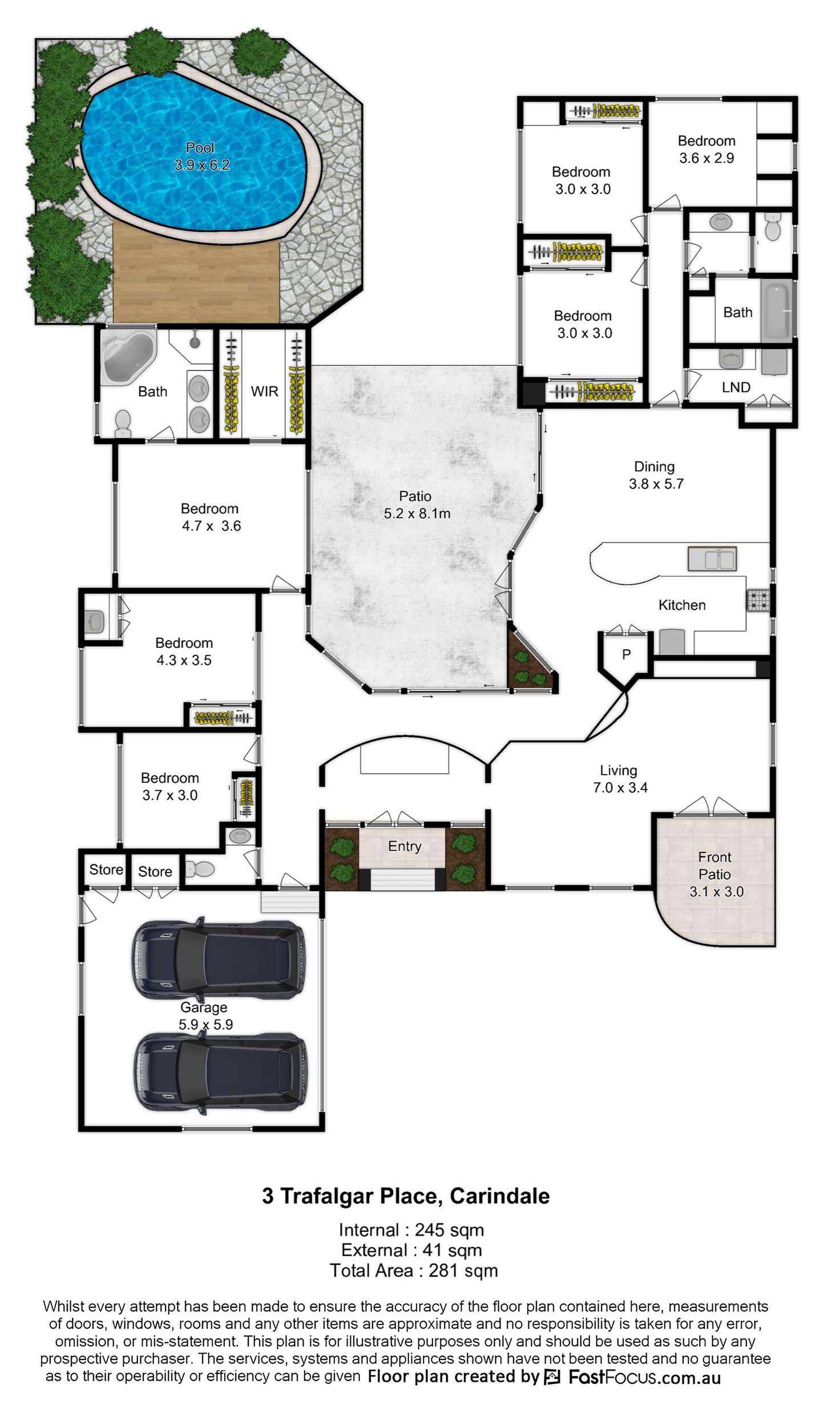 Floorplan of Homely house listing, 3 Trafalgar Place, Carindale QLD 4152