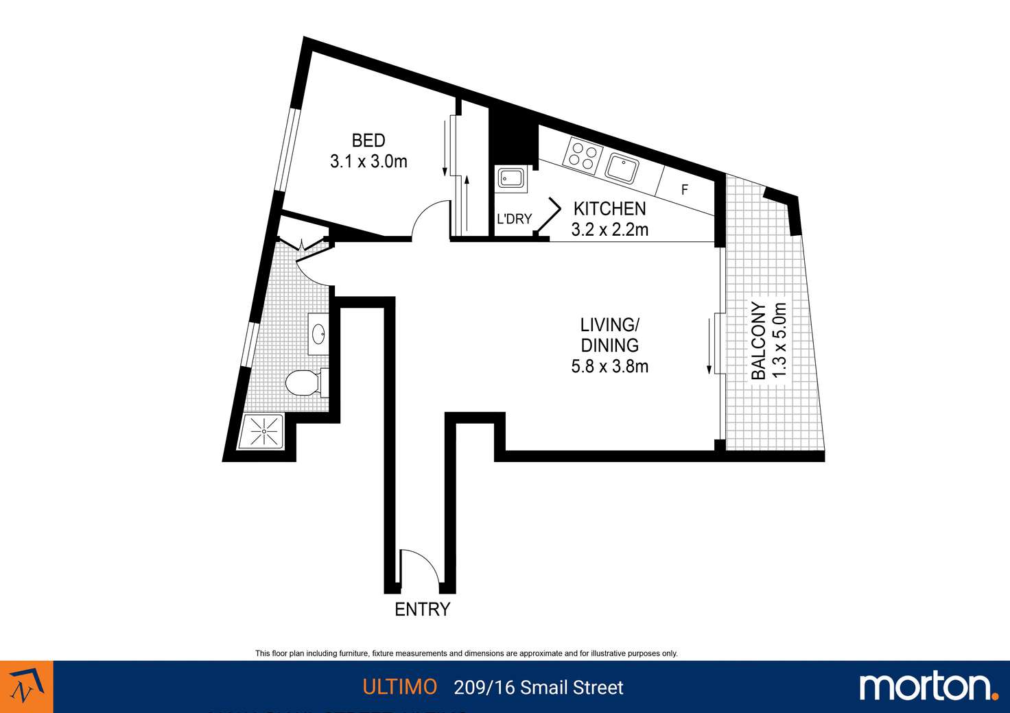 Floorplan of Homely apartment listing, 209/16-20 Smail Street, Ultimo NSW 2007